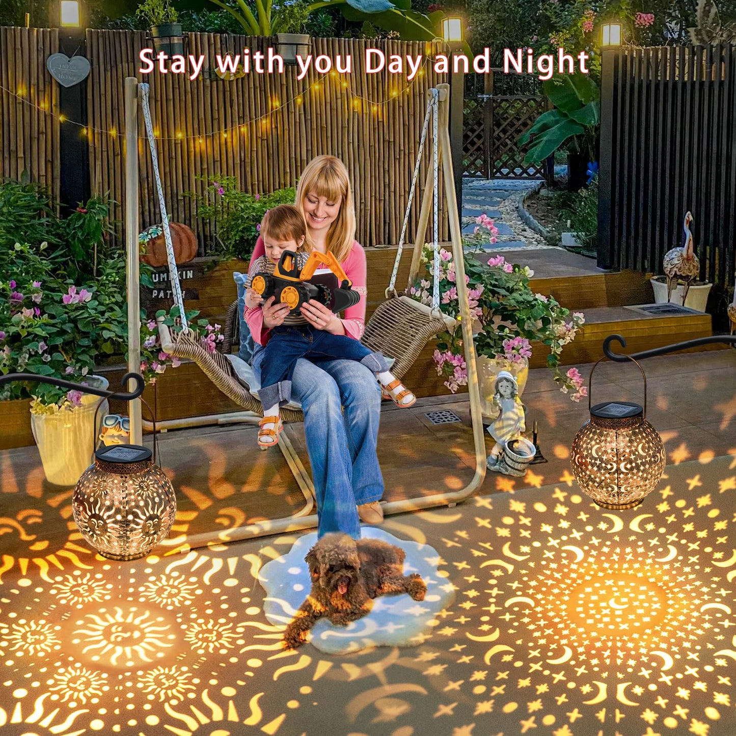 Go2garden Solar Garden Lanterns - Decorative Metal Hanging Lights, Waterproof, Small, Bronze, Model CW2009MS