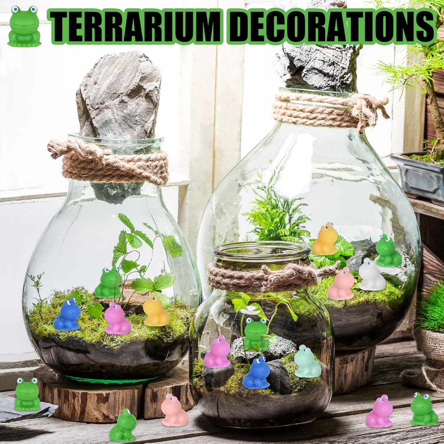 50 PCS Mini Frogs Garden Decor Tiny Plastic Frogs Miniature Resin Frog Figurines for Fairy Garden Miniature Moss Landscape Decoration (0.59 x 0.6 inches)