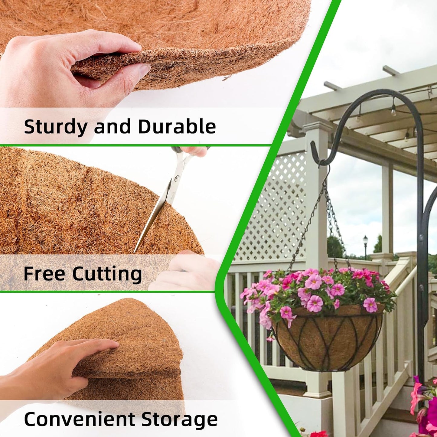 6 Pcs of 12-Inch Hanging Basket Coco Liners Replacement - Natural Round Coconut Fiber Planter Basket Liners for Hanging Basket Flowers