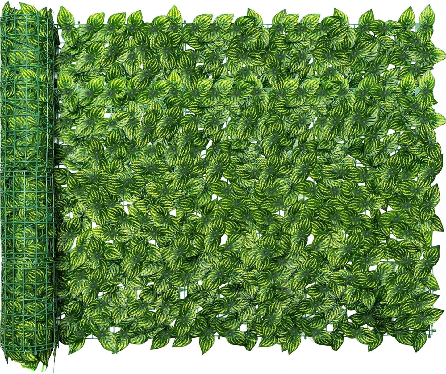 Artificial Ivy Privacy Fence Screen, 353x39 Inch Artificial Faux Ivy Hedge, Expandable Faux Privacy Fence with 80 pcs Zip Ties Decoration for Outdoor Garden, Color Printing Watermelon Leaves