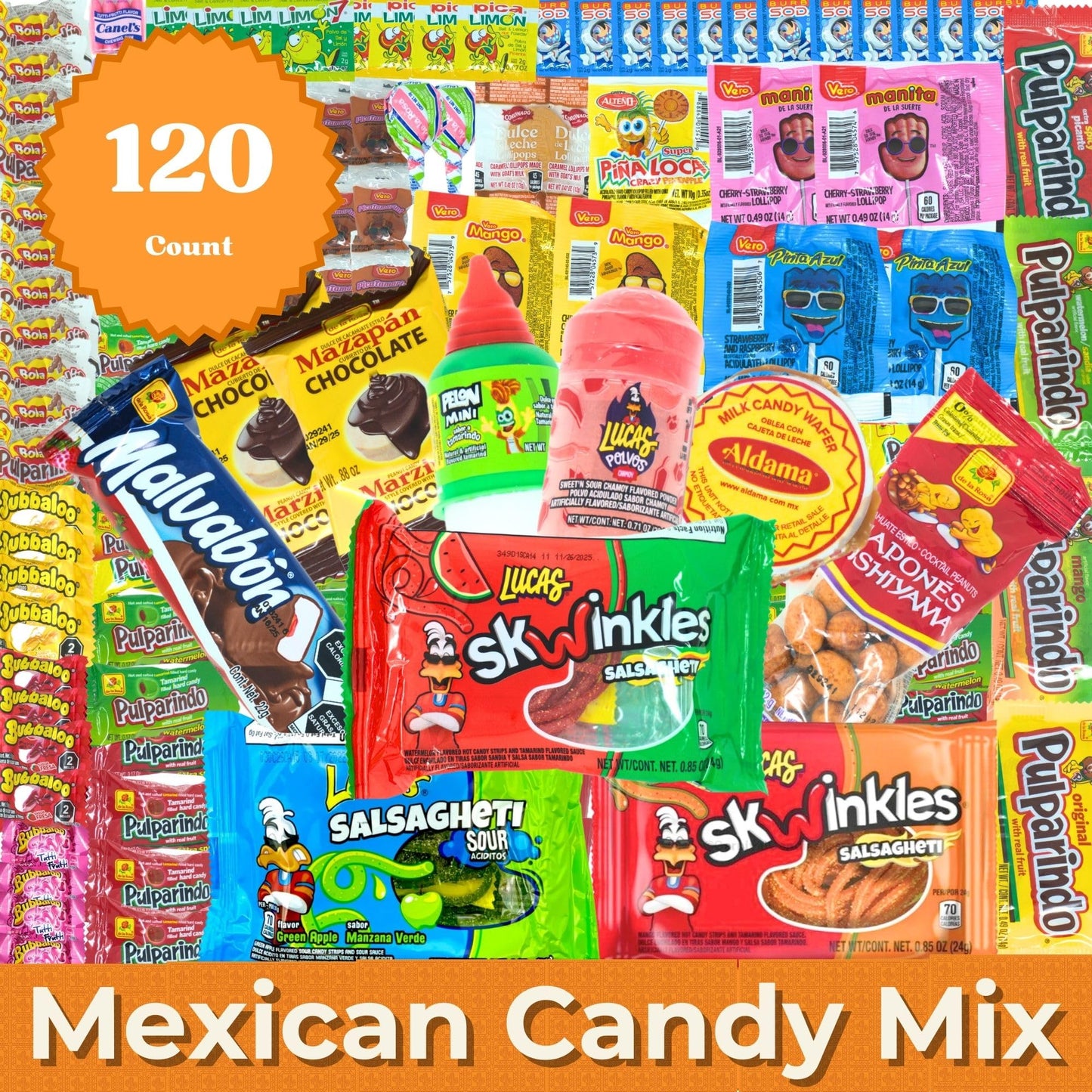Mexican Candy Variety Pack 120 pieces  Authentic Dulces Mexicanos  Perfect for Piatas  Includes Vero  Lucas  Pulparindo. Spicy  Sweet and Sour Assortment Mix Candy  Fiesta  Birthdays