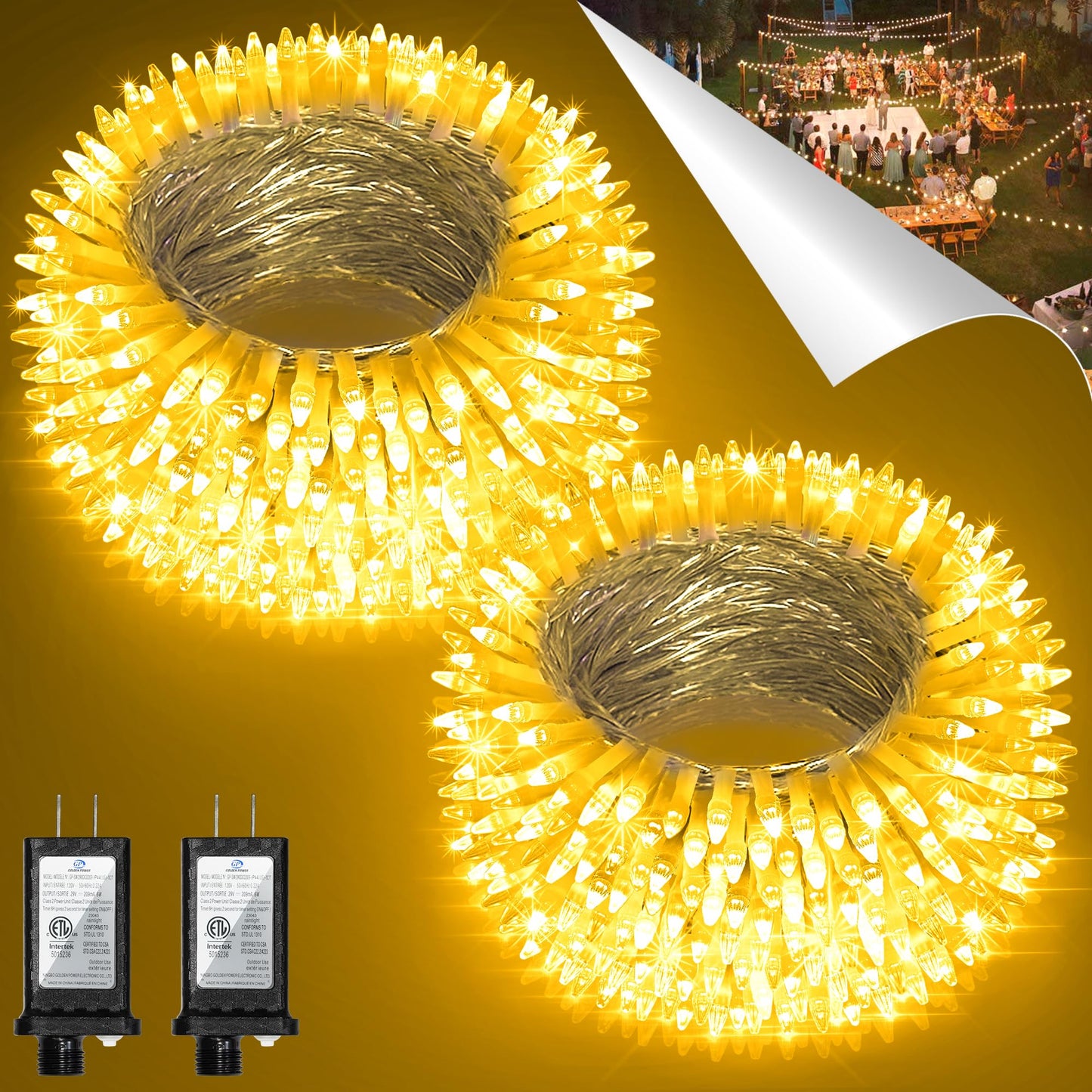 HRANBOTY 2 Pack 600 LED Christmas String Lights, Warm White, 200FT, Connectable, 8 Modes, Indoor Outdoor Decor