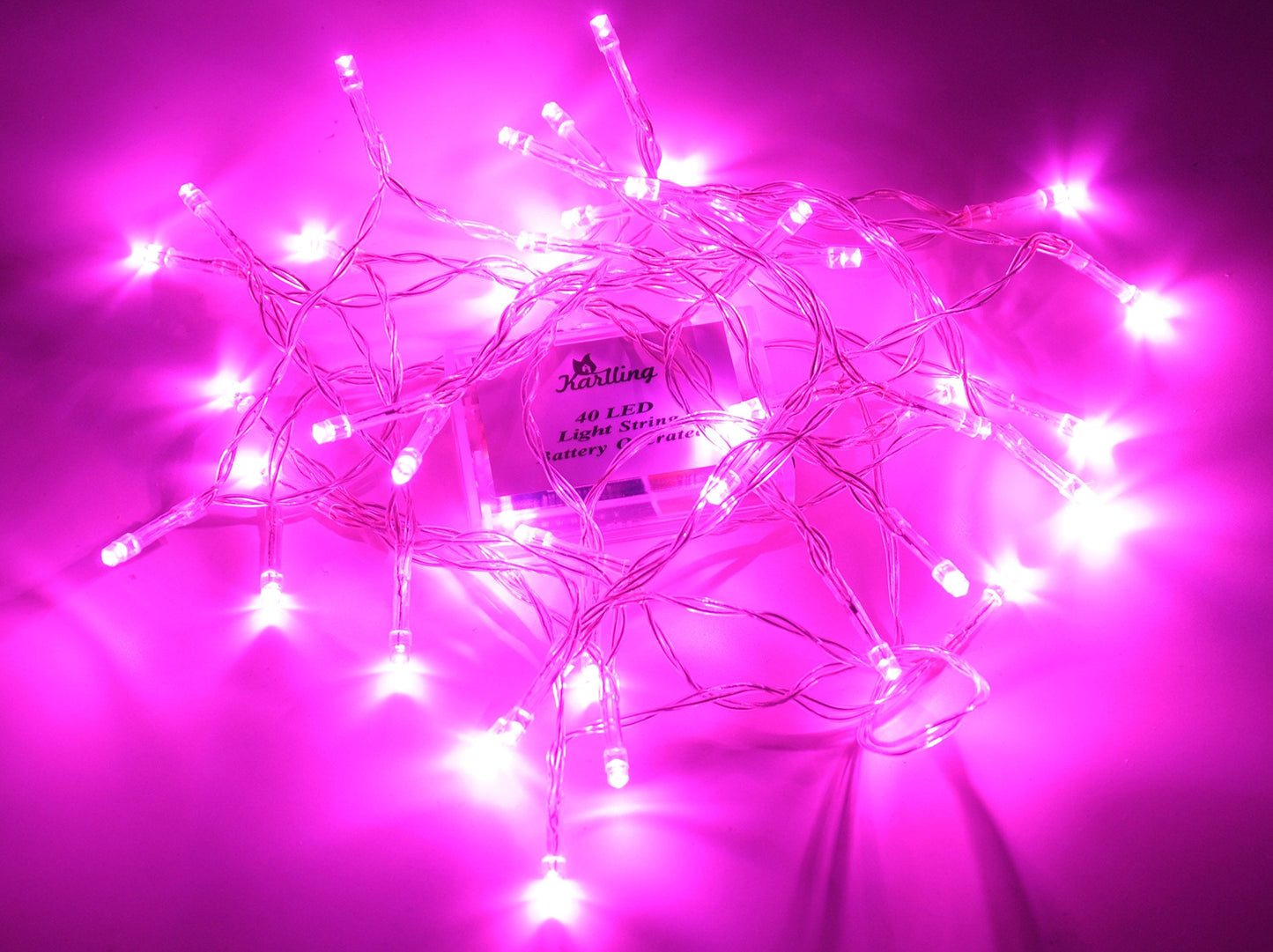 Karlling Pink 40 LED Fairy Light String - Battery Operated Decorations for Wedding, Xmas, Valentines Day