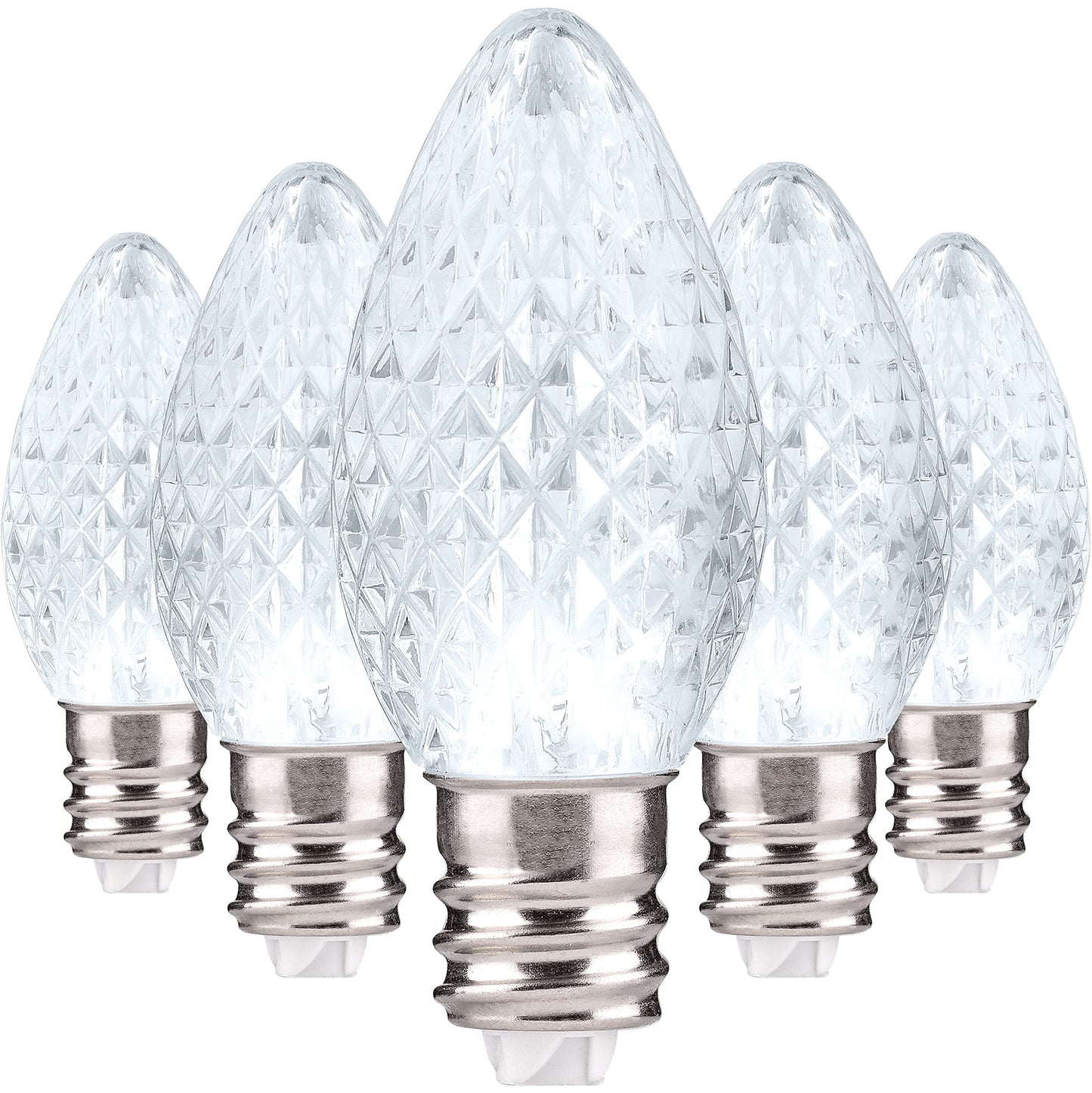 Holiday Lighting Outlet Faceted C7 Christmas Lights | Cool White Led Light Bulbs Holiday Decoration | Warm Christmas Decor For Indoor & Outdoor Use | 2 Smd Leds In Each Light Bulb | Set Of 500
