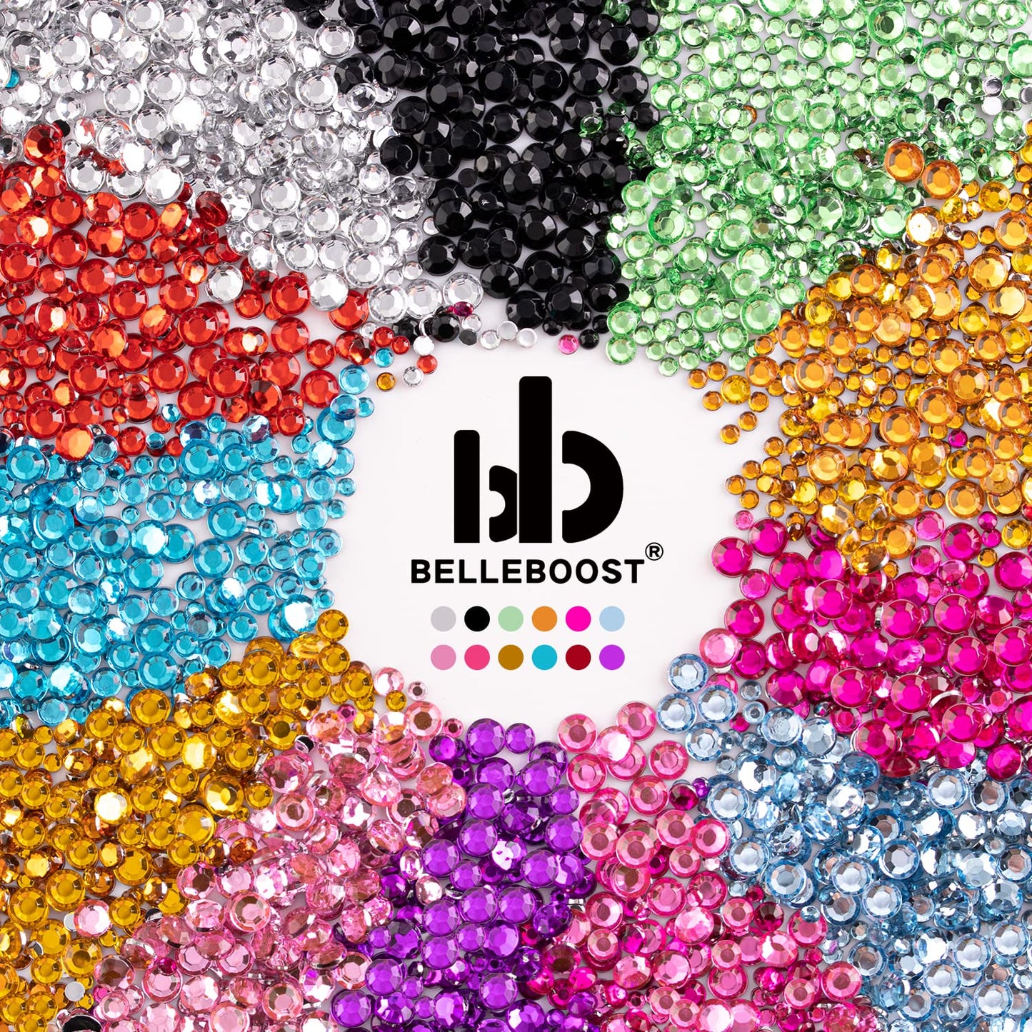 Two Packs of Flatback Rhinestones 4520 Pcs Colorful Nail Art Rhinestones Flatback Crystal Colorful+Transparent White Rhinestone