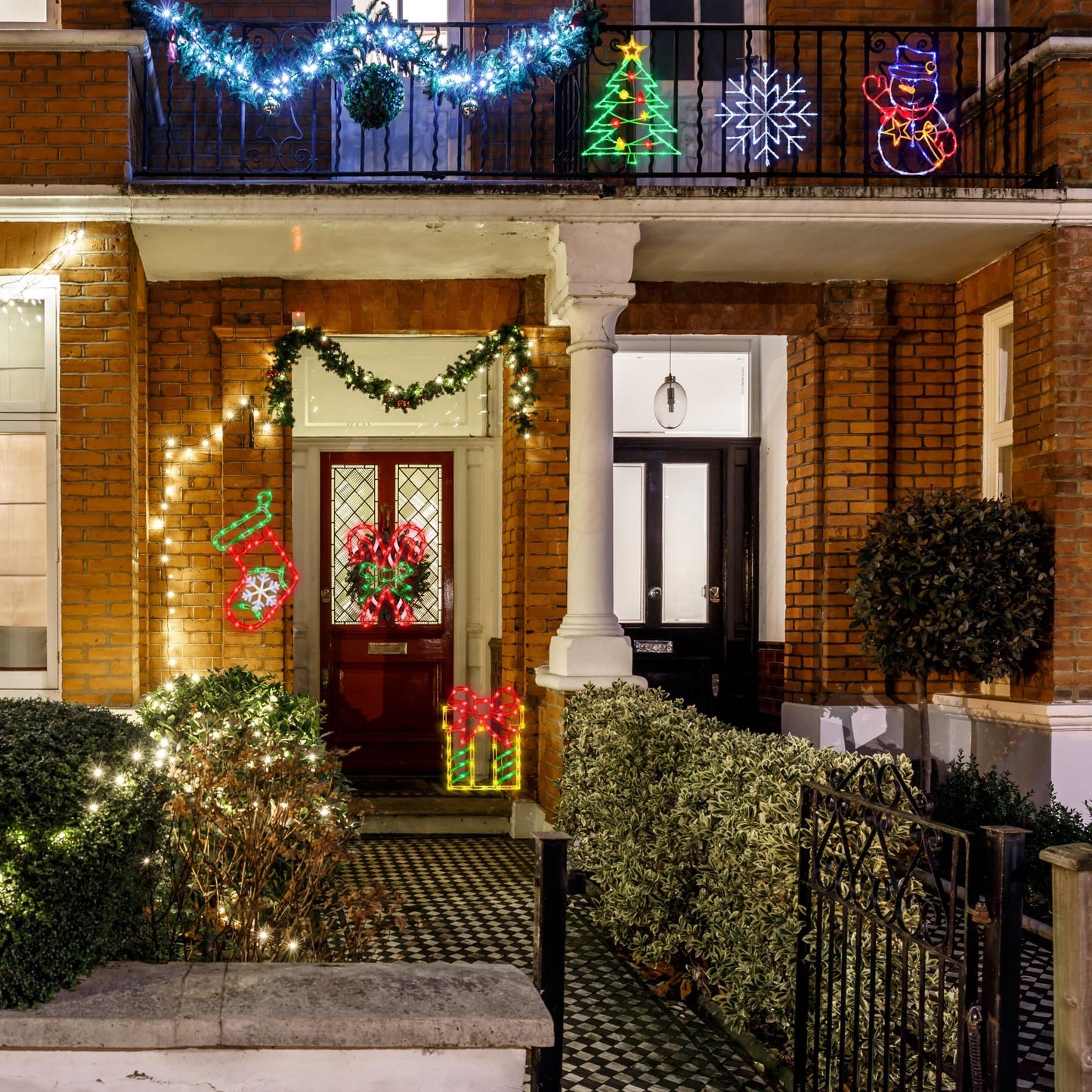 16 Christmas Window Silhouette Lights - 6 Pack Colour Lighted Snowflake  Gift Box  Christmas Tree  Christmas Stocking  Snowman  Candy Cane For Holiday Indoor And Outdoor Wall Door Window Decorate