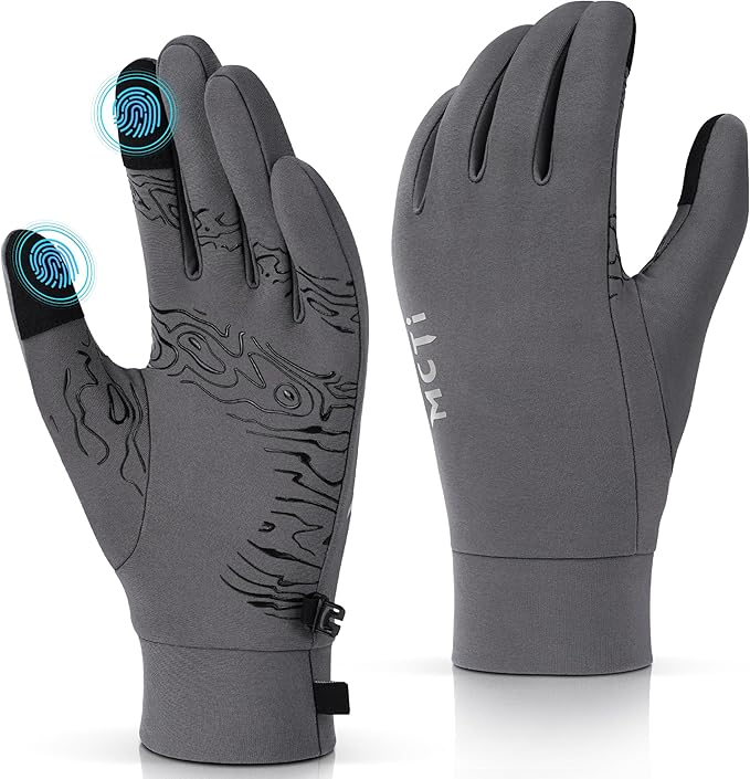 MCTi Lightweight Glove Liners for Men Women, Touch Screen Gloves with Conductive Microfiber, Palm Silicone, for Running Dr...