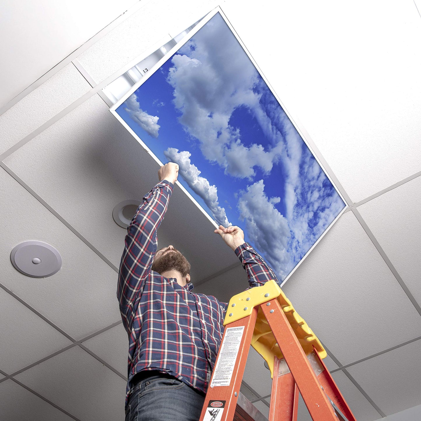 Octo Lights Fluorescent Light Covers - 2X4 Backlit Film, Altocumulus Sunscape, Model Cld-007, Improves Focus & Reduces Headaches