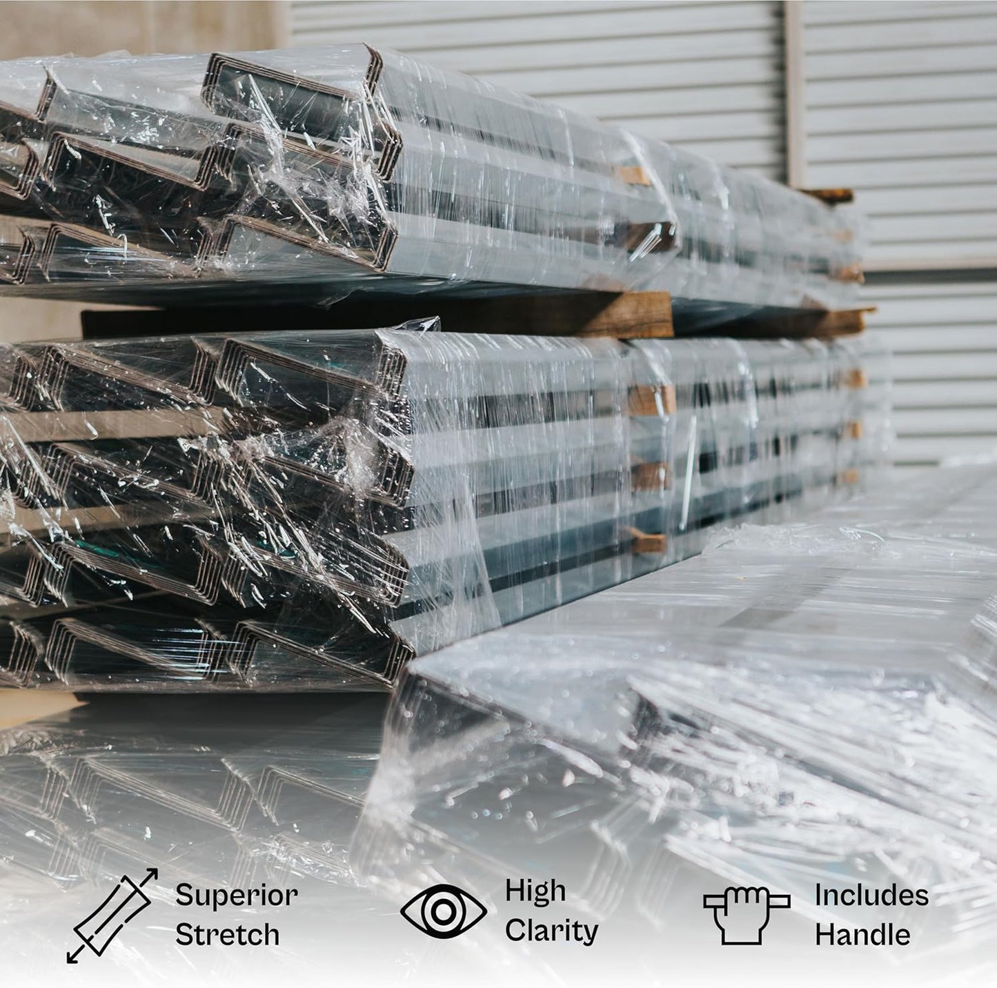 PSBM Mini Stretch Wrap with Handle, 12 Pack, 5 Inch x 1000 Feet, 63 Gauge, Clear High Performance Small Plastic Cling Film for Pallets Moving Storing