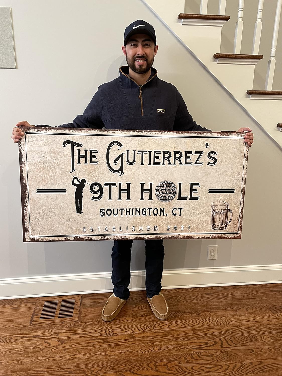 TAILORED CANVASES Golf Art Decor - Personalized Vintage Golf Wall Art Sign for Man Cave, Bedroom, Basement, Home Bar and Custom Gift for Husband, Dad, Wedding & Anniversary - 19th Hole Sign, 36"x12"