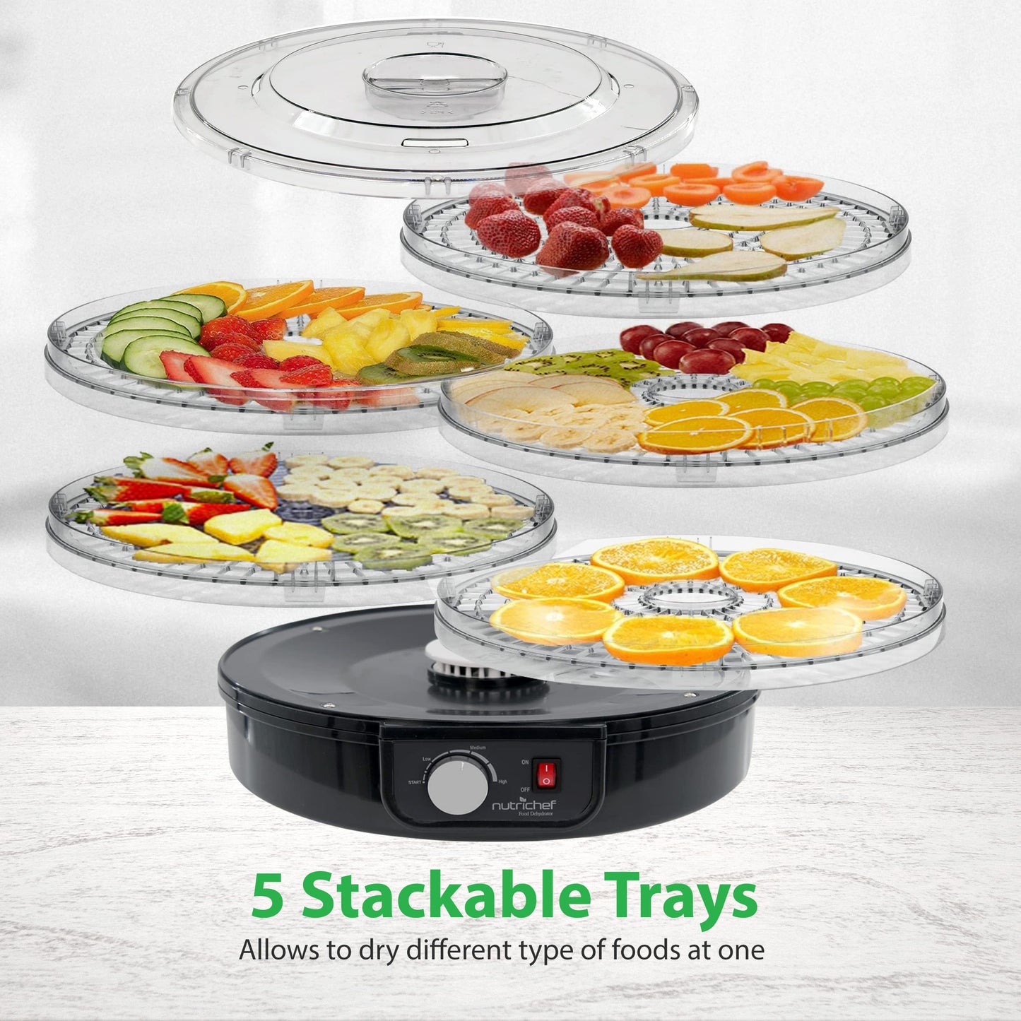 Nutrichef Food Dehydrator Machine - Professional Electric Multi-Tier Food Preserver, Meat Or Beef Jerky Maker, Fruit & Vegetable