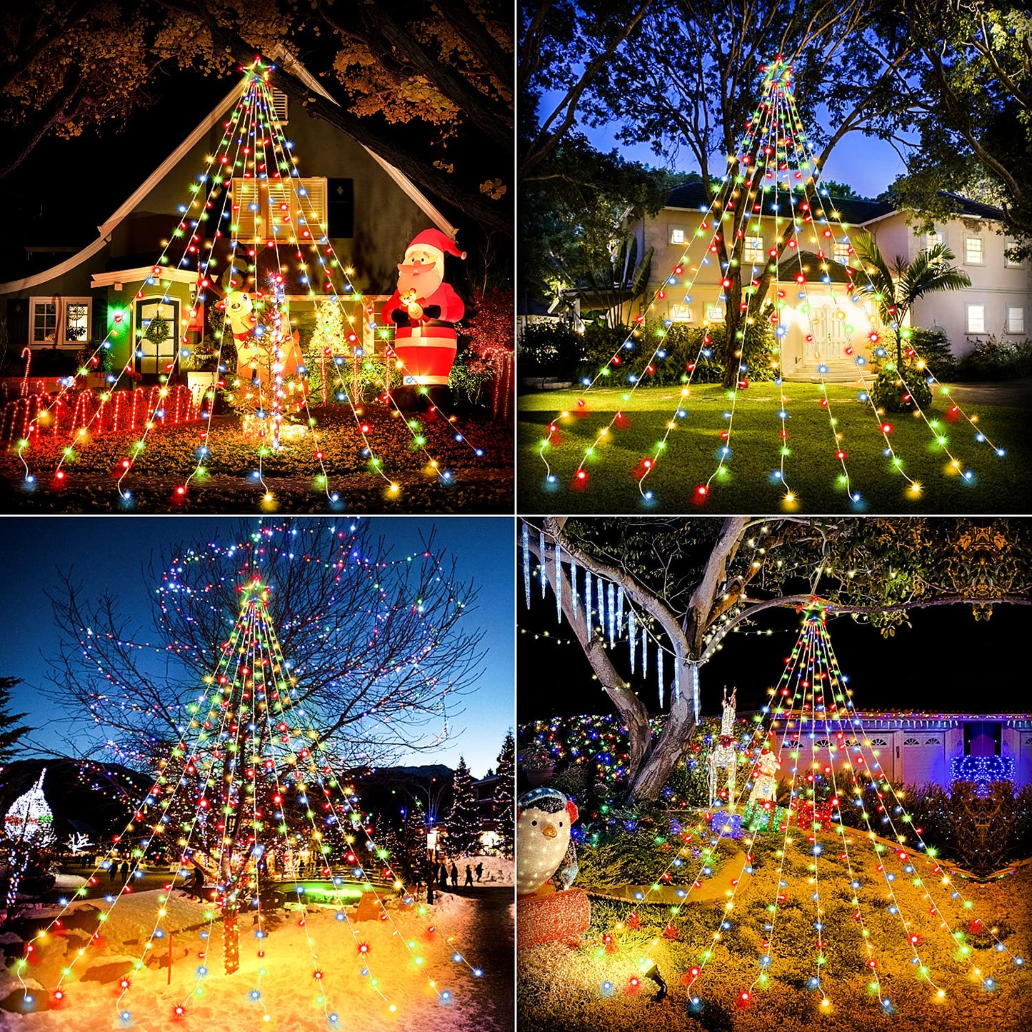 cerflyer Christmas String Lights 320 LED 11.5 Ft with Star Topper, Multicolor, 8 Light Modes, Model YLS1000WD01