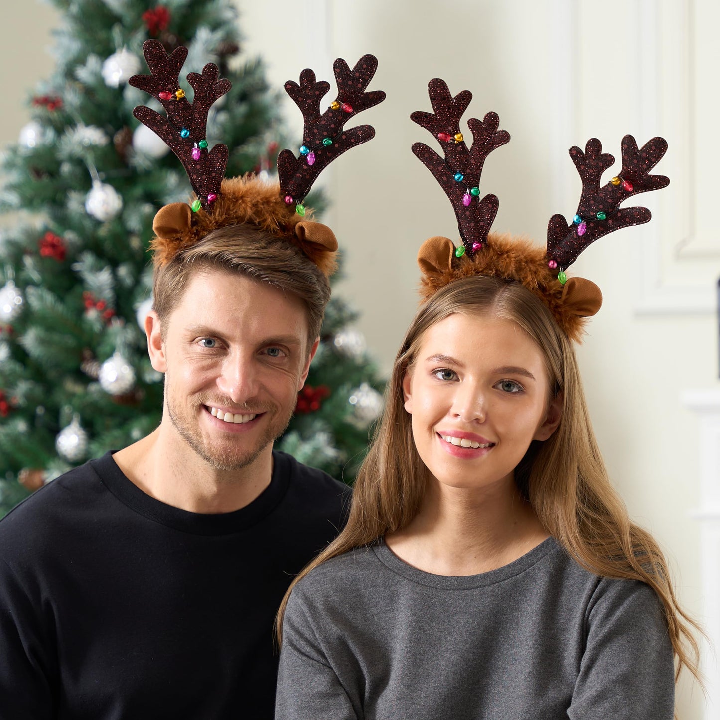 JOYIN Christmas Light Up Antler Headband, Long Antler Headband for Adult Kids Christmas Party Favor Supplies Xmas Accessories Holiday.