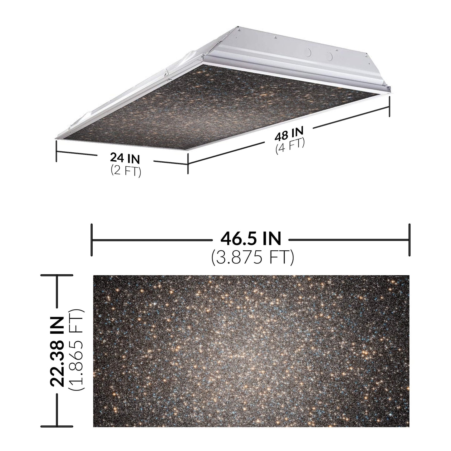 OCTO LIGHTS Fluorescent Light Cover - Backlit Film, 2x4 (22.38inx46.5in), Dazzling Stars, Astronomy Model, Pack of 1