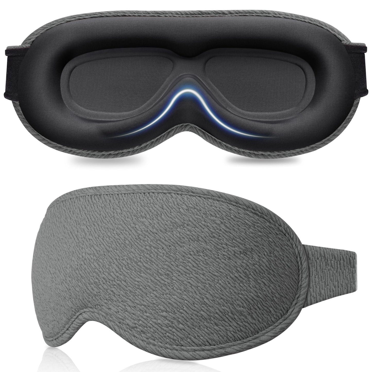 Gritin 100% Blackout Sleep Eye Mask for Women Men,Zero Eye Pressure Sleeping Mask-Ergonomic Design 3D Cutout Eye Movement and Eyelash Friendly Night Blindfold,Ultra Soft&Comfortable for Sleeping-Grey