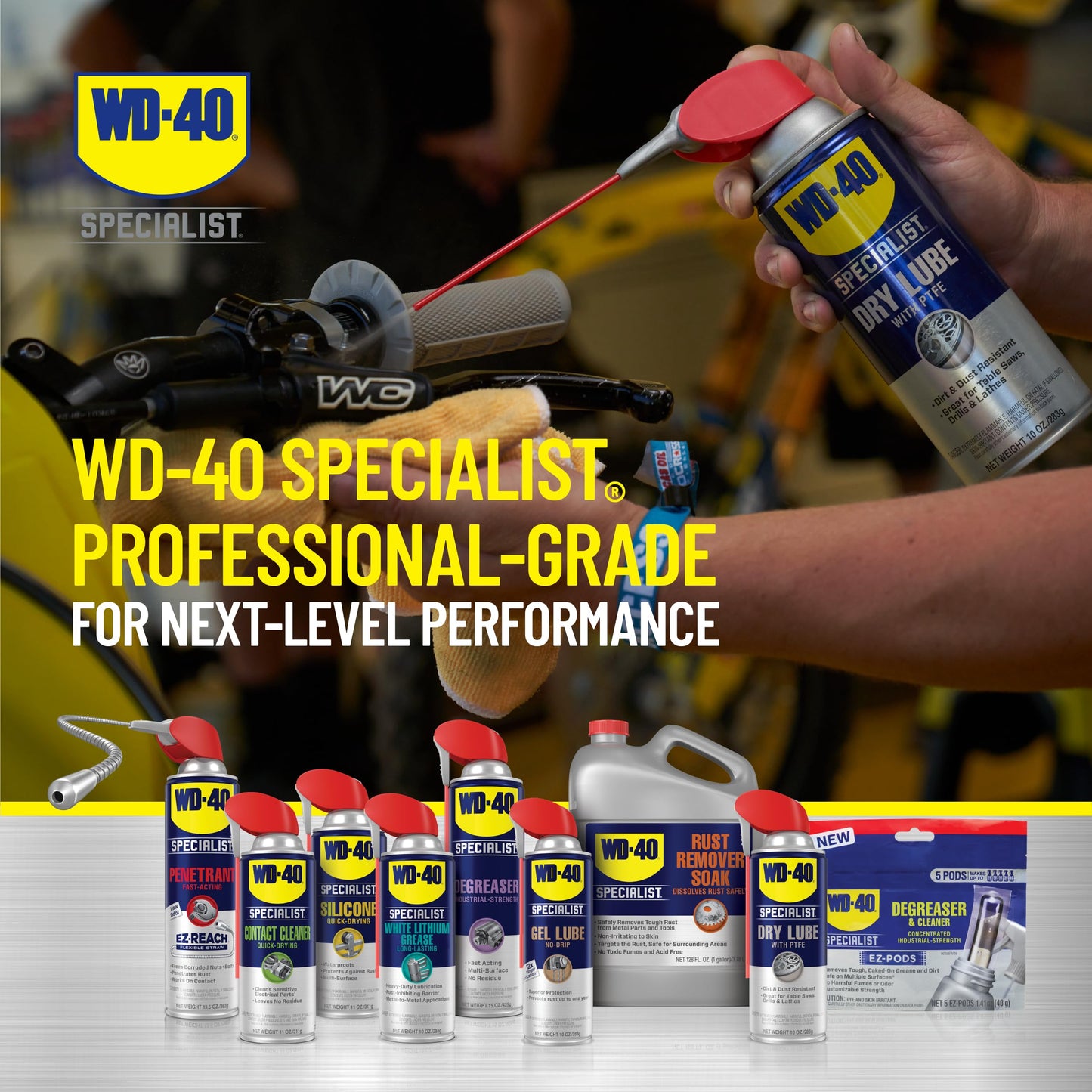 WD-40 Specialist Dry Lube with Smart Straw, Lubricant for Corrosion Protection on Table Saws, Drills and Lathes, Industrial Strength Friction-Reducing Formula, 10 Oz., Twin Pack