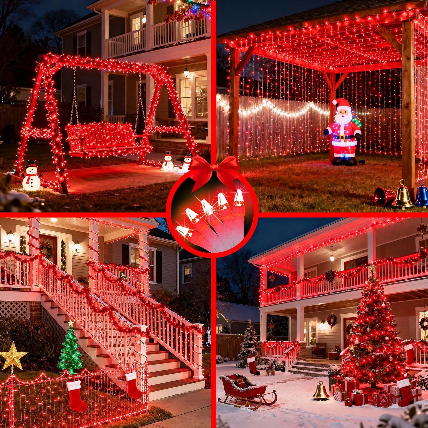 1500 Led 470Ft Christmas String Lights Outdoor  12 Pro Modes And Timer Memory & Brightness  Plug In Waterproof Clear Wire Twinkle Light For For Xmas Yard Tree Wedding Party Decor (Red)