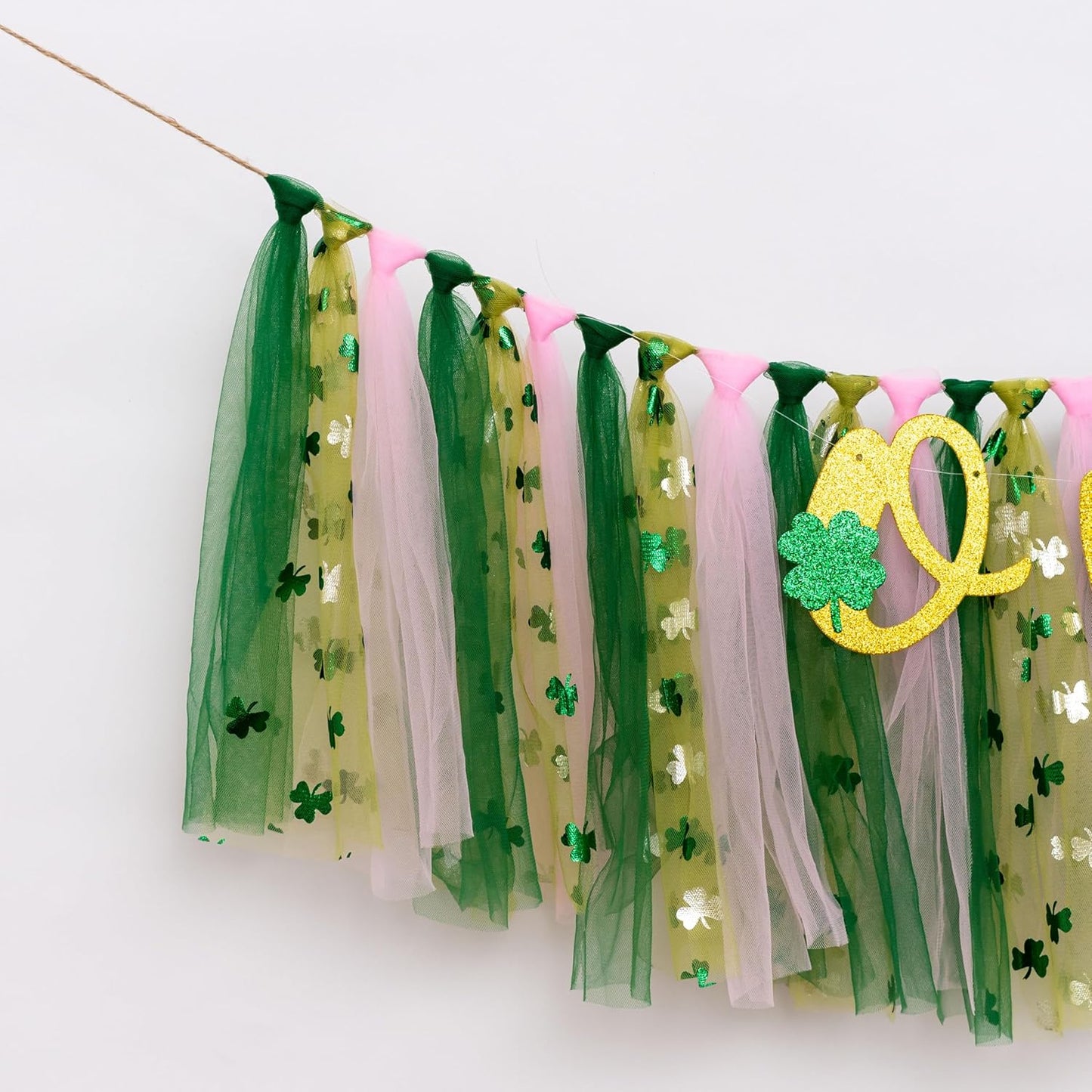 Lucky One 1st Birthday High chair Banner - St Patrick's Day Highchair Decoration, Shamrock First Birthday Party Deco, Clover Irish Highchair Tutu