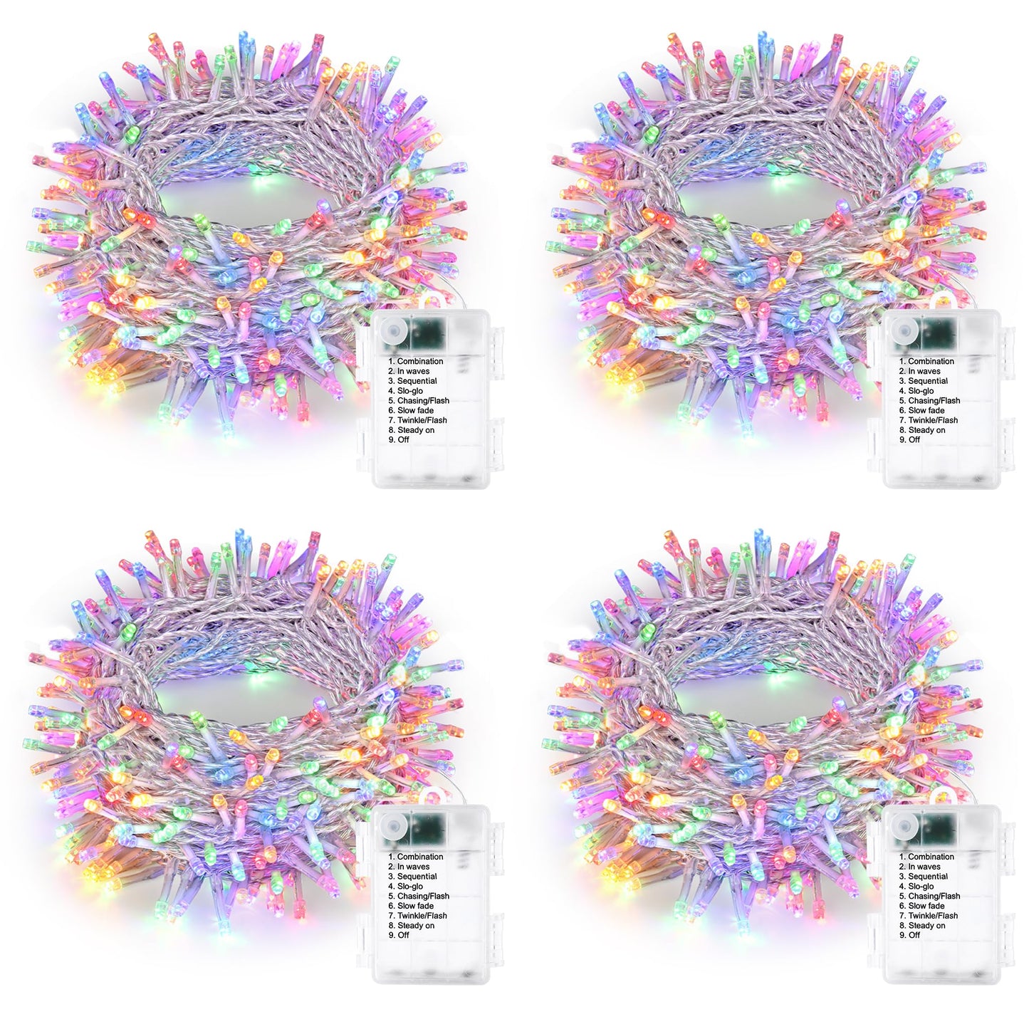 Lomotech LED String Lights - 200 LEDs, 66ft, 8 Modes, Waterproof, Timer, Clear Wire, Multicolor, Model LED08230200