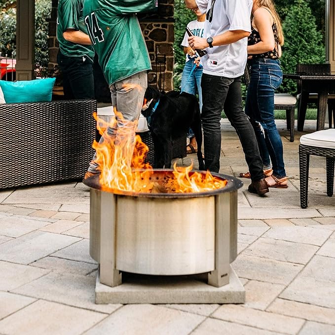 Breeo Smokeless Fire Pit (X Series 24, Stainless Steel) | 27.5 inch Smokeless Firepit for Outside | 62 Pounds | Ideal for Families Compatible with Wide Range of Breeo Accessories