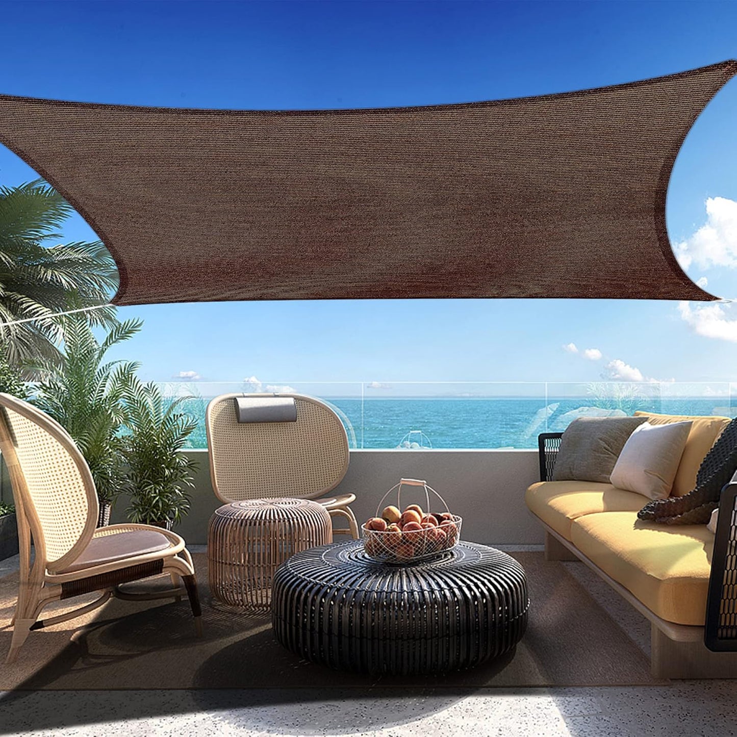 4' x 19' Brown Rectangle Sun Shade Sail SSP1212 Canopy Durable Fabric UV Block Awning,We Make Custom Orders
