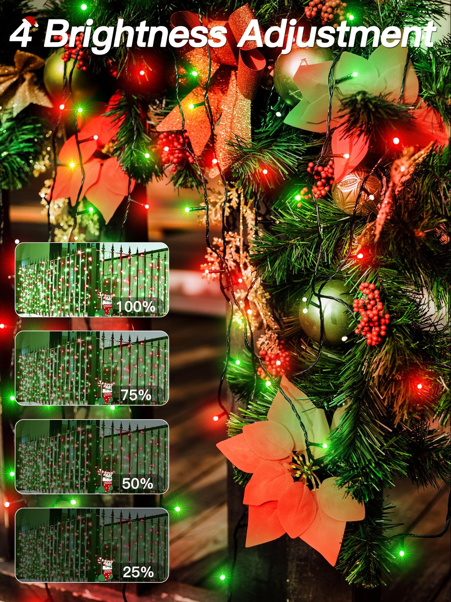 Guhope Christmas Lights 66Ft 200 Led  Christmas Tree Light With 8 Lighting Modes  Outdoor Waterproof String Lights With Remote And Timer  Fairy Light For Holiday Decor (Red And Green)