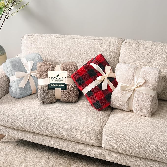 PAVILIA Sherpa Bed Blanket King Size, Light Grey Plush Soft Cozy Blanket for Bed, Fluffy Lightweight Microfiber, Fuzzy All Season Blanket, 90x108 King