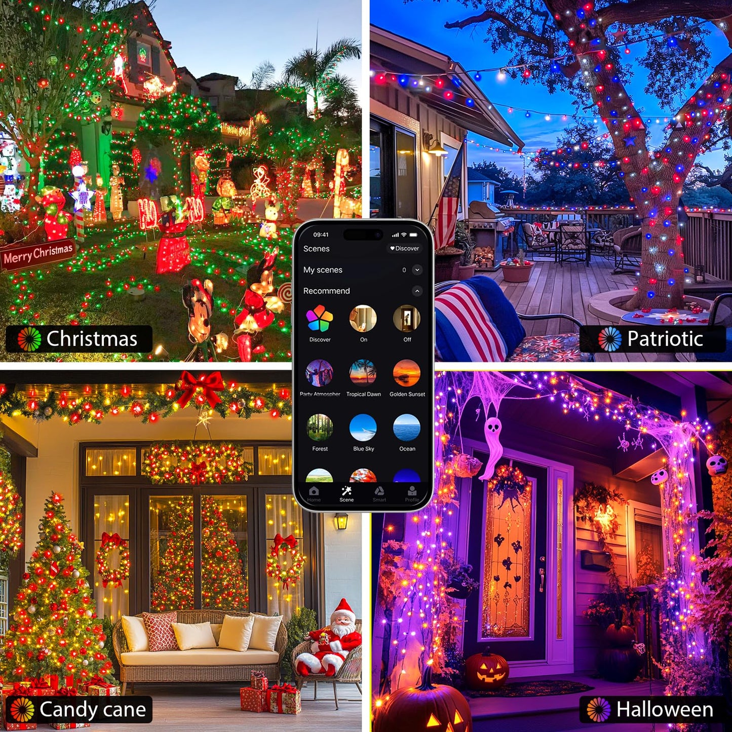 JMEXSUSS Smart RGB Christmas String Lights, 500 LED, 173ft, with Remote & APP, Waterproof for Indoor Outdoor Decoration