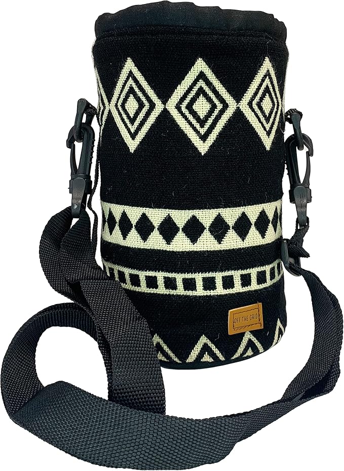 water bottle holder with strap bottle holder walking backpacking hydration bladder and iron thermos bottle protector for beer water coffee wine accessories, Obsidian black, 40 oz, Traditional
