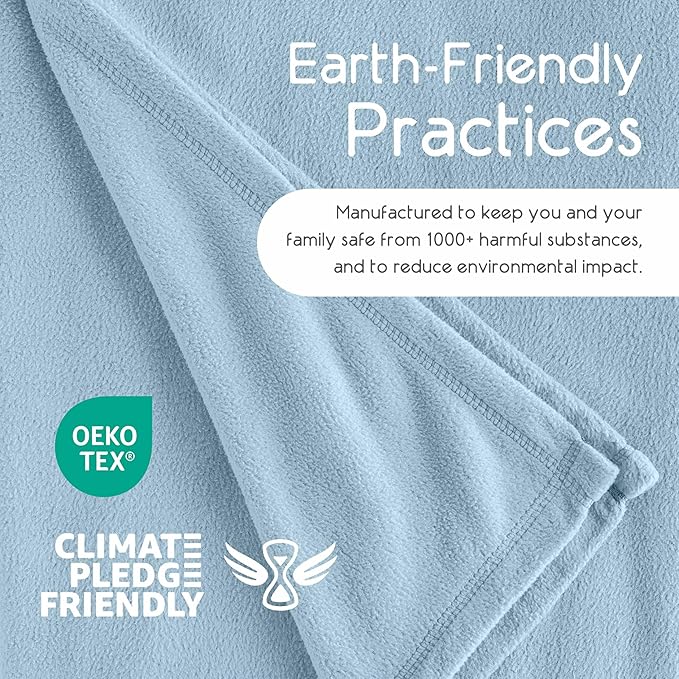 Vellux King Size Microfleece Blanket | Fleece Bed Blanket | All-Season Comfort| Supersoft Lightweight Throw Blanket | Plush Throw Blanket for Bed Couch or Sofa | Travel Blanket | Pet-Friendly | Blue