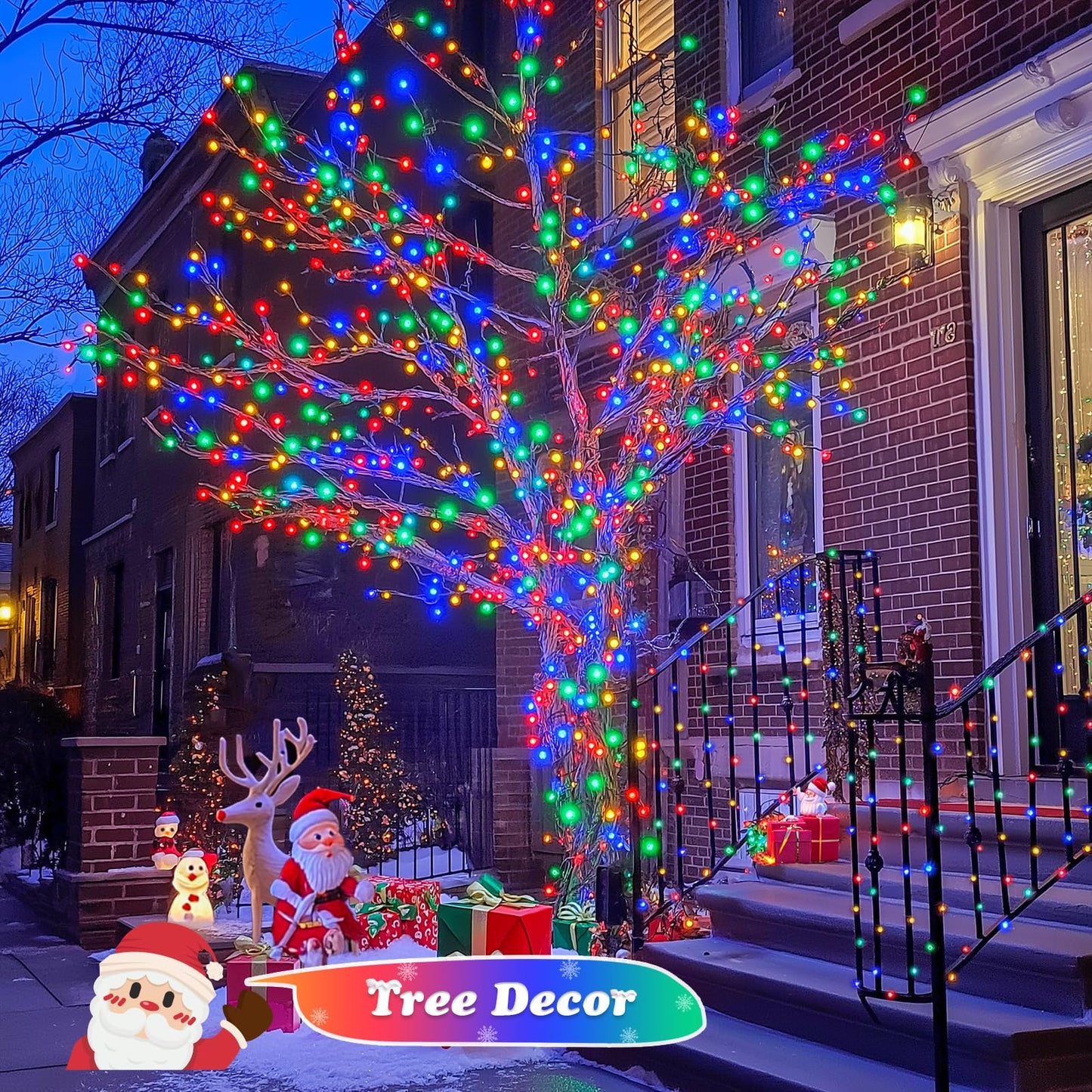 JMEXSUSS 500 LED Christmas String Lights, 173ft, Multicolor, 8 Modes, Plug-in, Waterproof, Green Wire