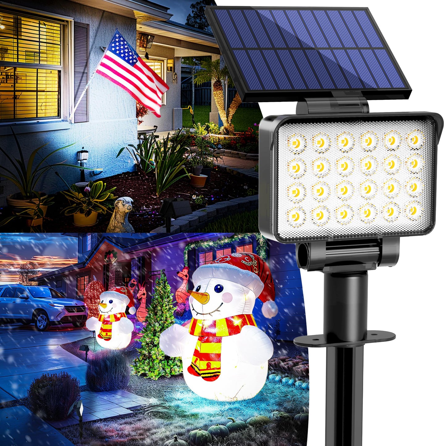 Auderwin Solar Spot Lights Outdoor Waterproof For Flag  Tree  House  Garden  Yard  Landscape Spotlights For Accent Uplighting Halloween Christmas Decorations-1 Pack