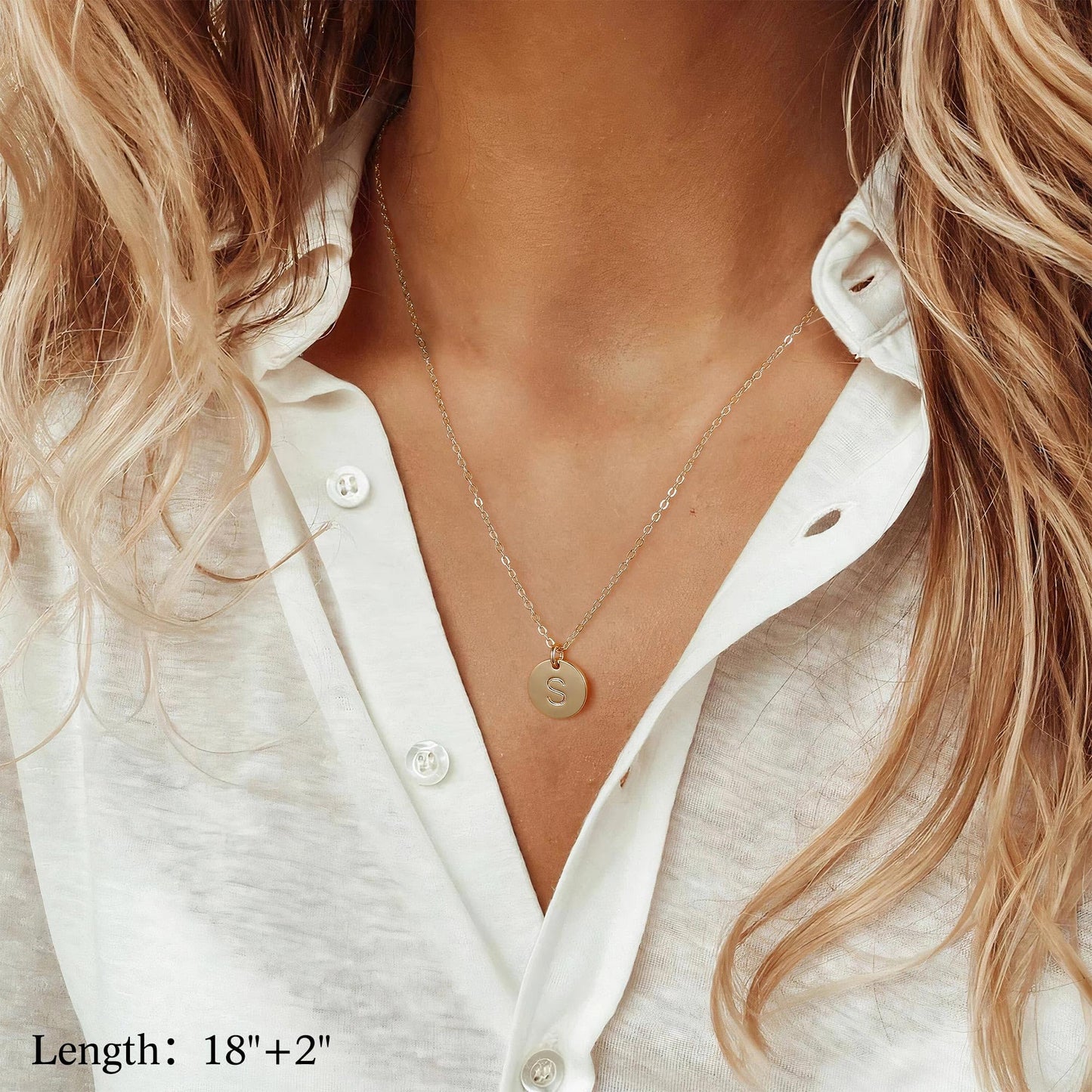 Vjoypro Gold Layered Initial Necklaces for Women Trendy, 14K Gold Plated Necklace for Women Layering Y-Necklaces S Letter Coin P