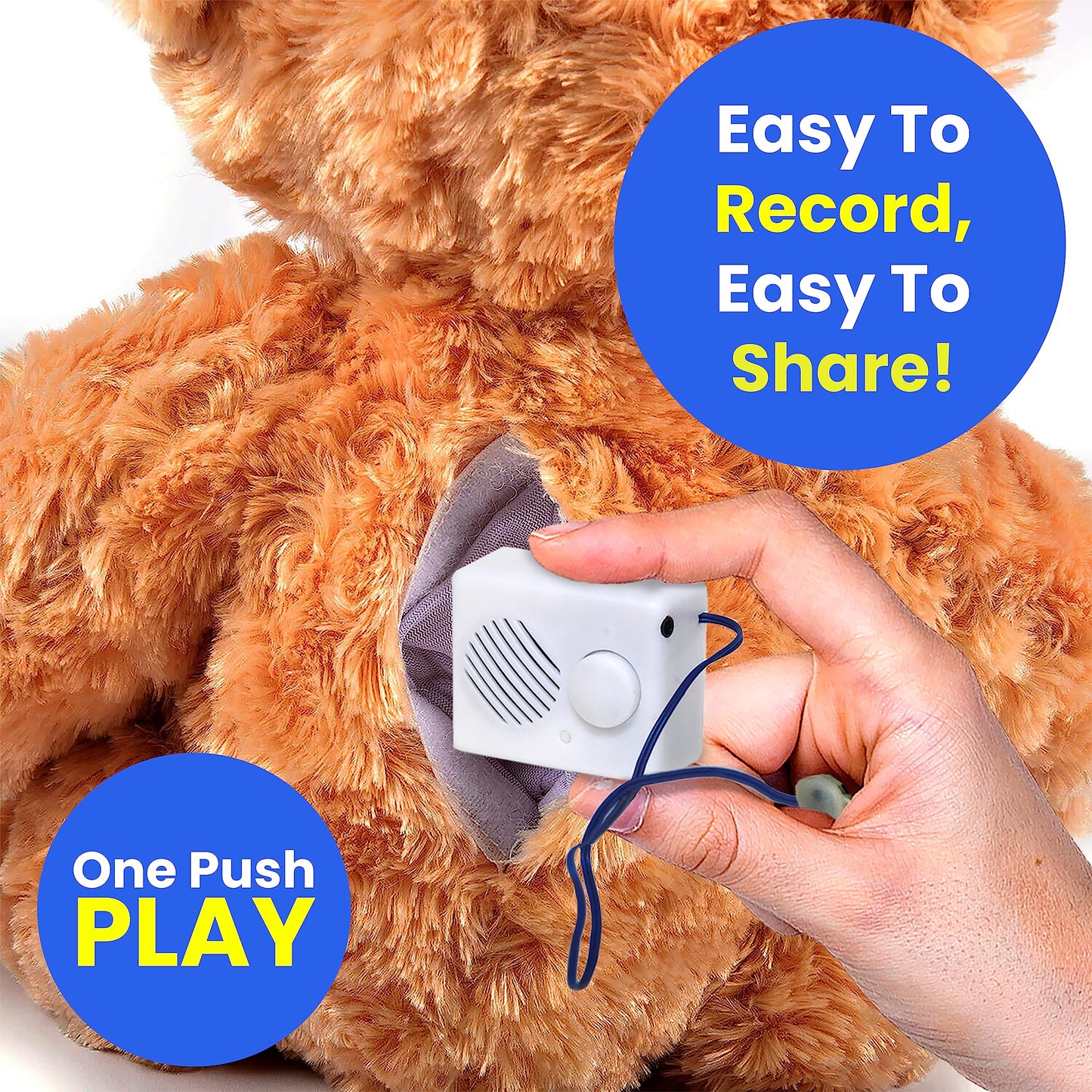 Ezsound Box - 10 Inch Extension Play Button For Stuffed Animals, Craft Projects, School Presentations, Hobbies, Personalized Ite