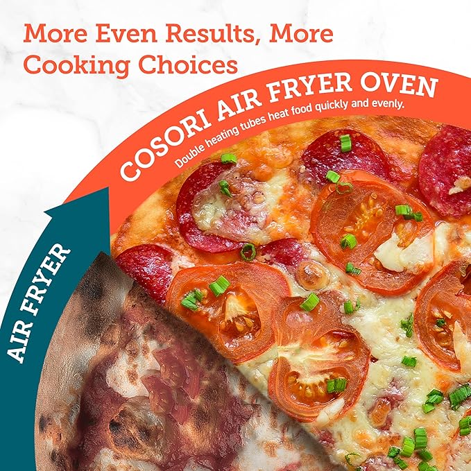 COSORI Smart 11-in-1 Air Fryer Toaster Oven Combo, Airfryer Convection Oven Countertop, Bake, Roast, Reheat, Broil, Dehydrate, 94 Recipes & 3 Accessories, 26QT, Black, Stainless Steel