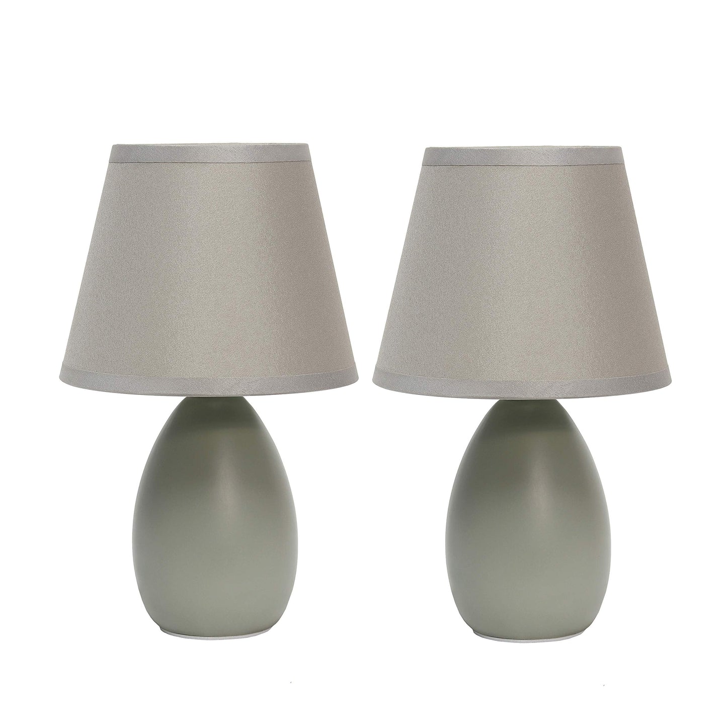 Simple Designs Mini Egg Ceramic Table Desk Lamp Set, Gray, 5.51D X 5.51W X 9.45H, Model Lt2009-Gry-2Pk, Pack