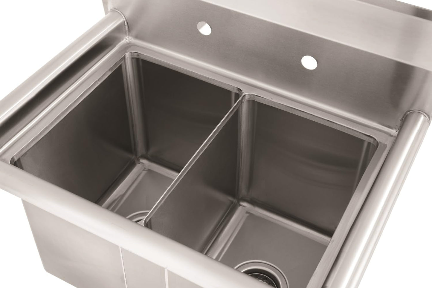 Kratos 27" 16-Gauge Stainless Steel Two Compartment Sink - 10"x14"x12" Bowls