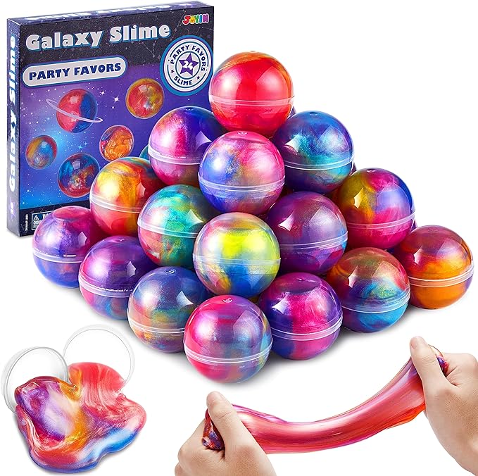 JOYIN Slime Party Favors, 24 Pack Galaxy Slime Ball - Stretchy, Non-Sticky, Mess-Free, Stress Relief, and Safe - Toys for ...