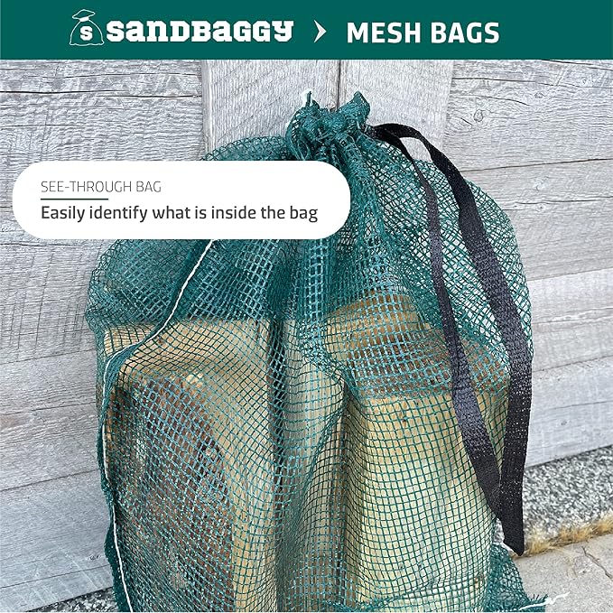 Sandbaggy Mesh Onion Produce Bags | XXL 24" x 35 Inch Bags | 50 lb Capacity | Breathable Fabric | Great for Packaging Produce & Fruit (Pack of 10)