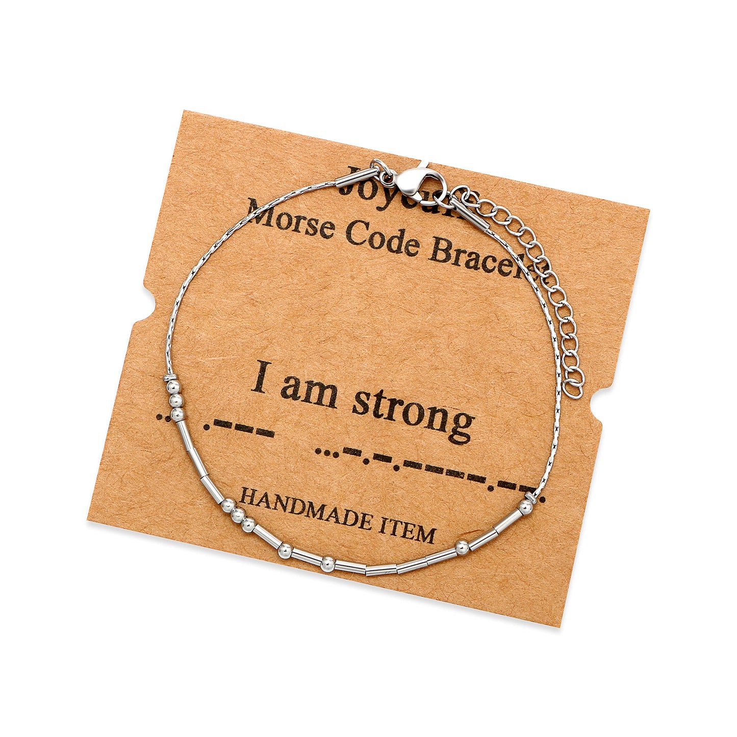 JoycuFF Morse Code Bracelets for Women I am Strong Inspirational Birthday Thanksgiving Day Christmas Gifts for Friends Mom Siste