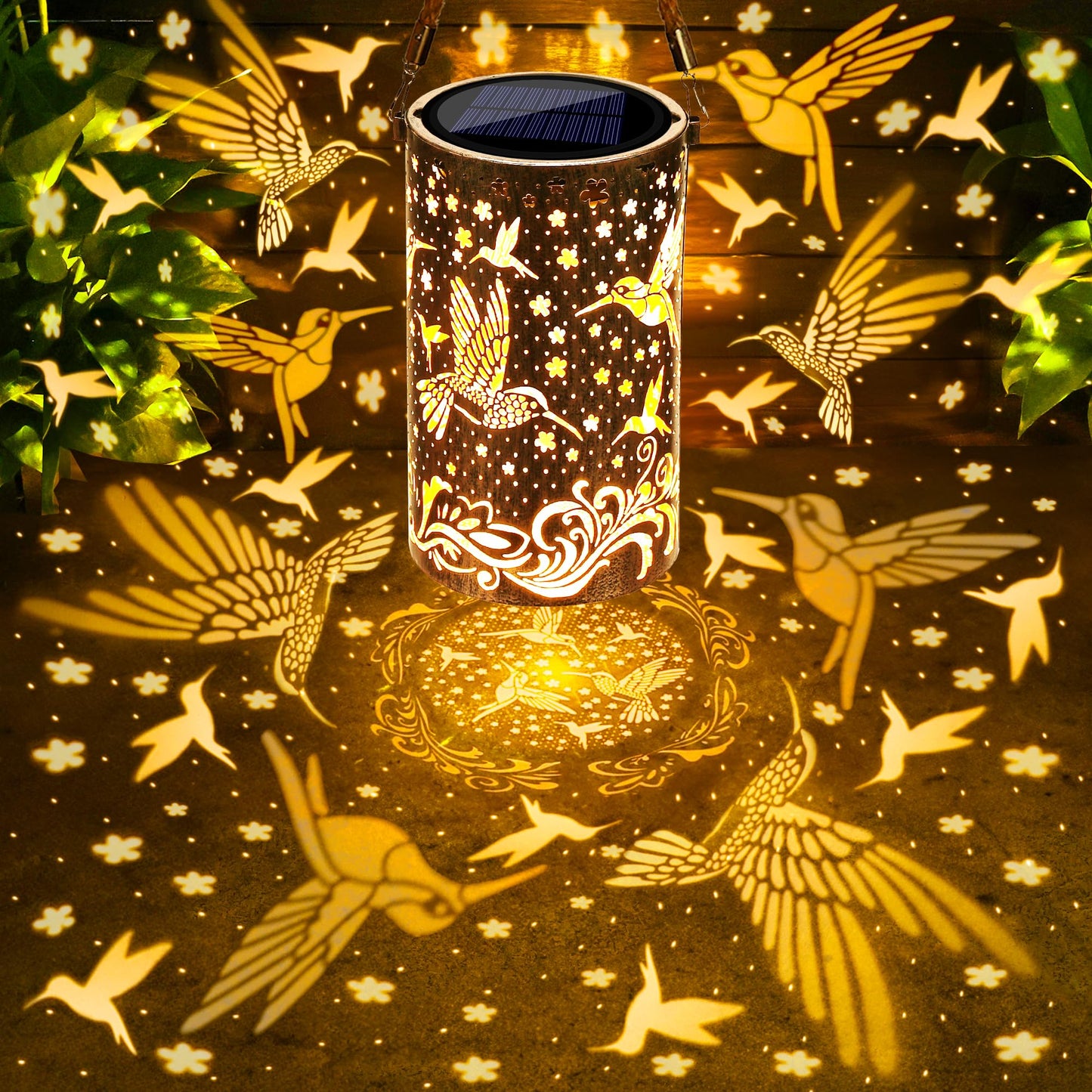 Toodour Solar Lantern Outdoor  Hummingbird Gifts For Women Mom Grandma Hanging Solar Outdoor Lights Waterproof  Hollow Out Retro Metal Hummingbird Lights For Patio  Balcony  Walkway  Yard Decorations
