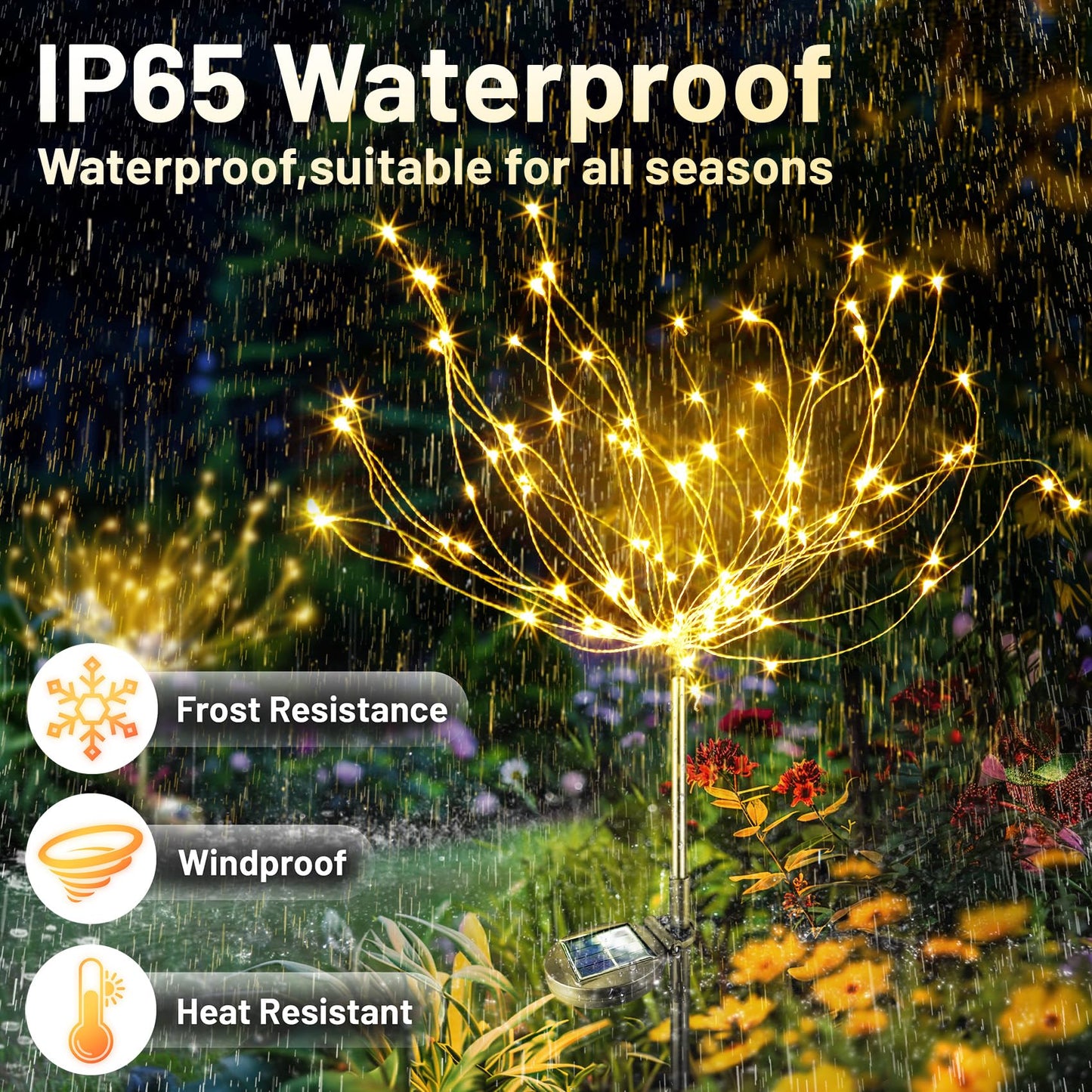 Anordsem Solar Garden Lights Outdoor:4 Pack Bendable Copper Wire With 120Led Firework Beads - Waterproof Diy Warm Decorating Yard Garden Patio - Christmas Gifts For Homeowner Family