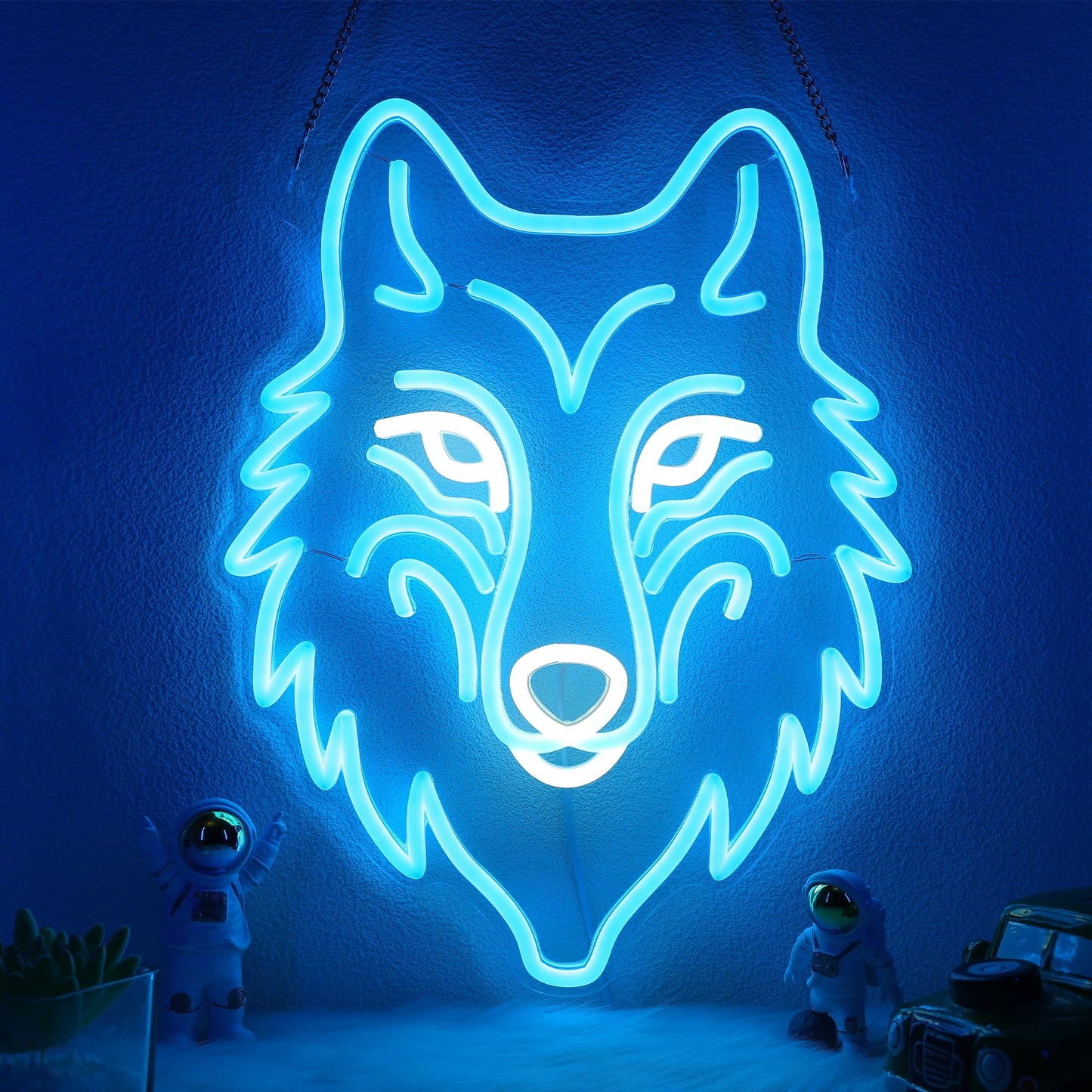 CoolGift Mart Wolf Neon Light, Dimmable LED Wolf Animal Neon Wall Sign USB Powered, Decorations for Bedroom Living Room Game Roo