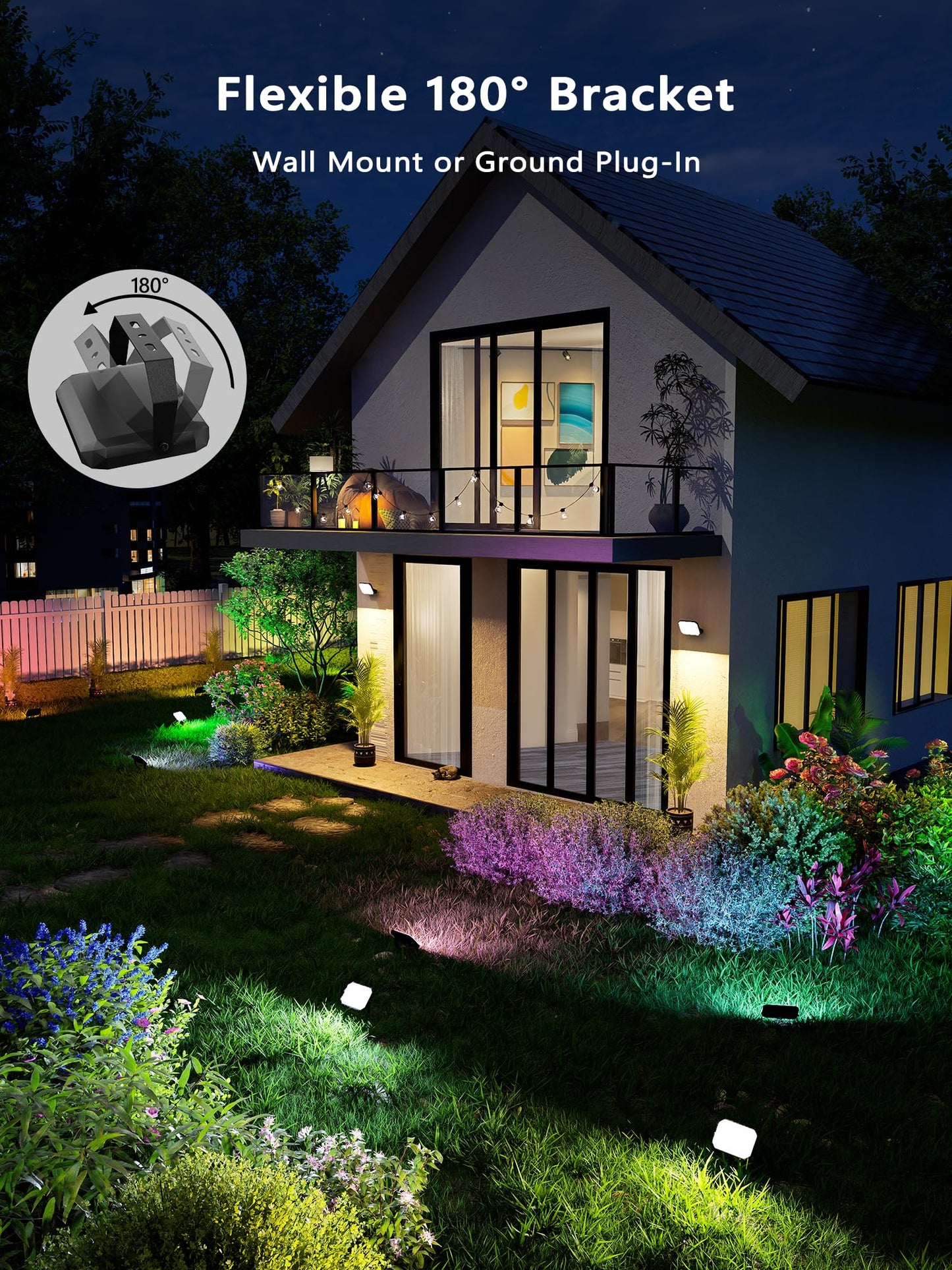 Brizlabs Flood Lights Outdoor  6 Pack Smart Rgbcw Landscape Lighting App/Voice Control  Color Changing Led Floodlights  Ip65 Waterproof Pathway Lights For Halloween Christmas Garden Yard Lawn House