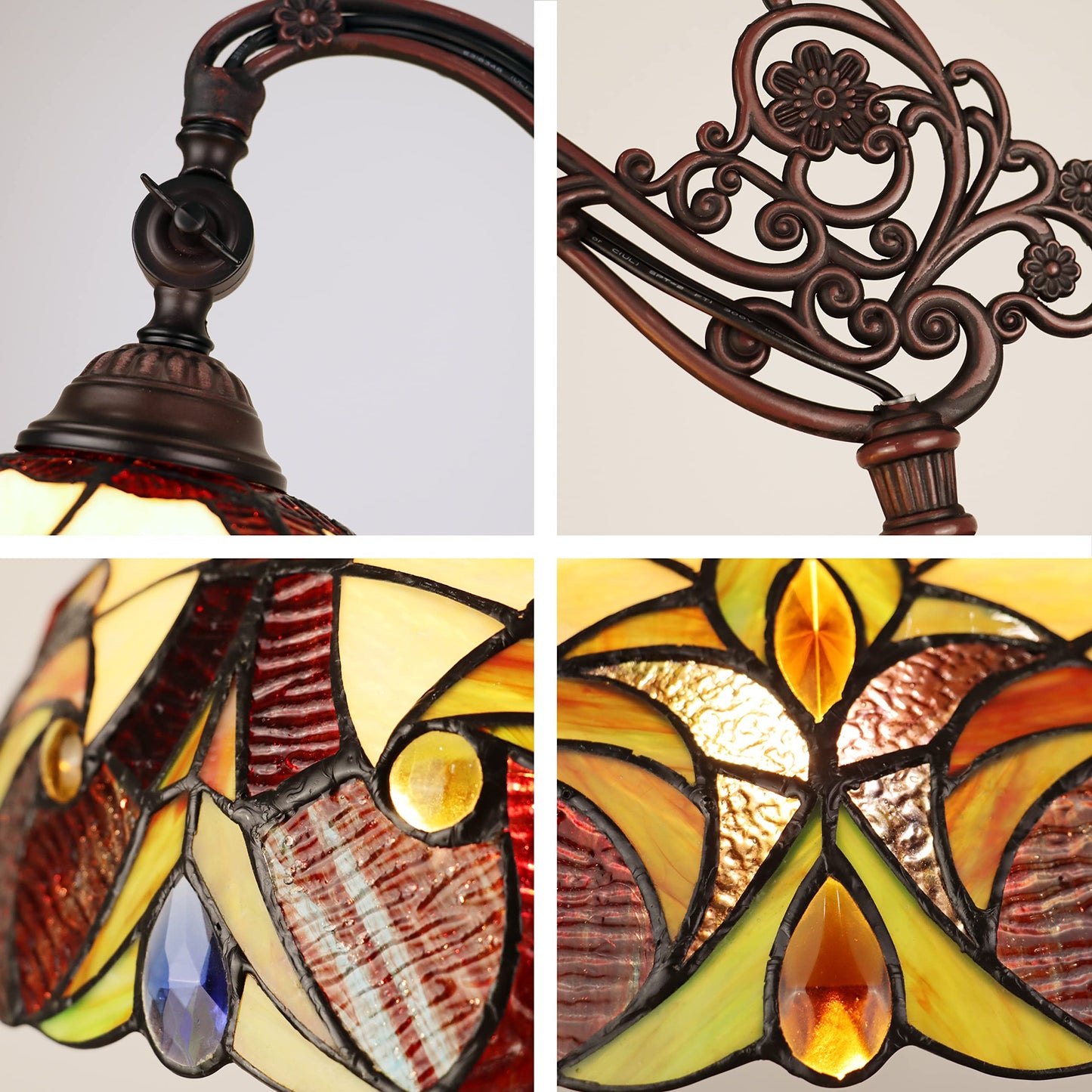 Chloe Lighting Adia Victorian Floor Lamp, 1-Light, Dark Bronze, Glass Shade, 11in Multicolor, Model CH38632AV11-RF1