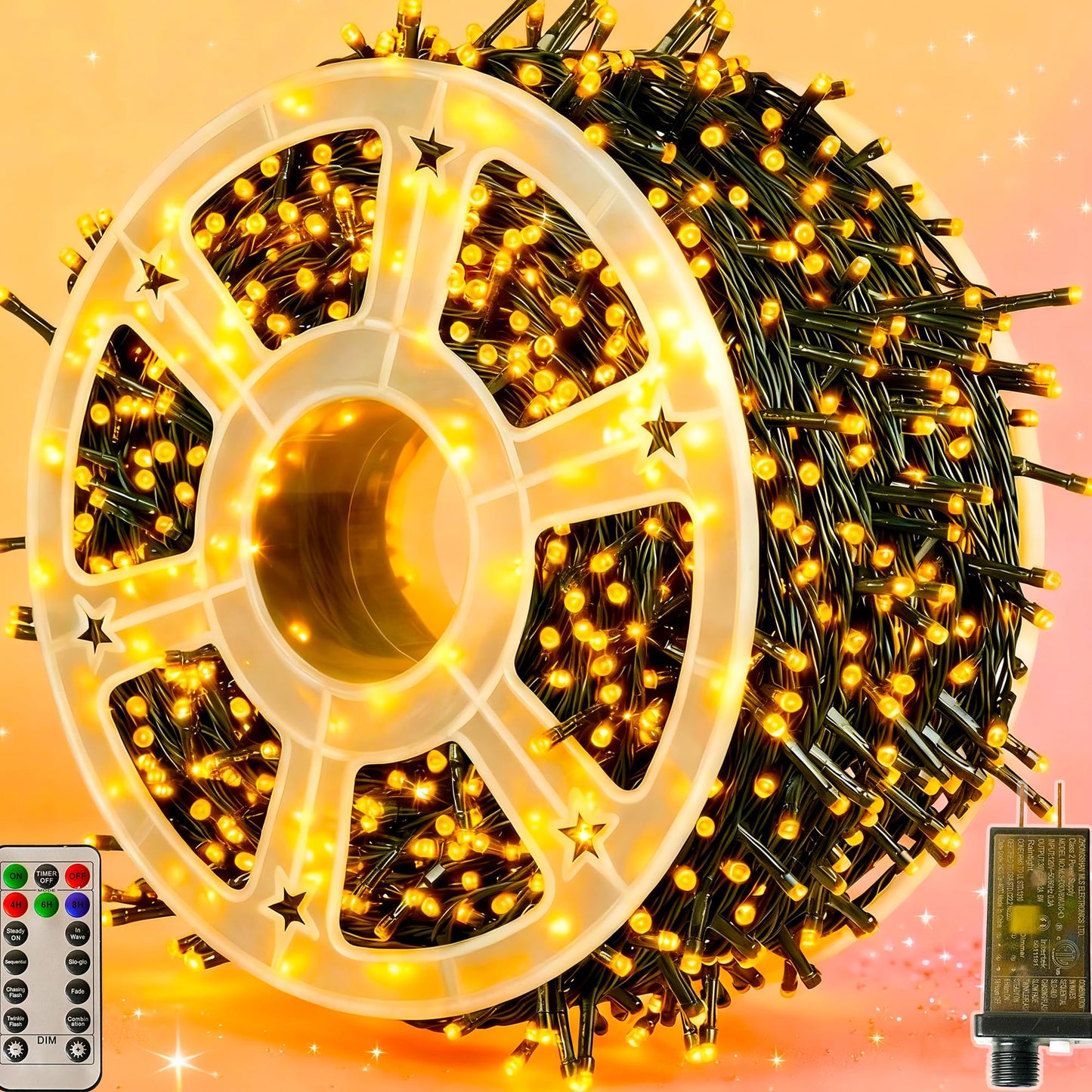Domolli Christmas Lights 500Led 164 Ft  Waterproof Christmas Tree Lights With 8 Modes  Remote Control 3 Timers & Memory Function Xmas Decorations For House And Holiday (Warm White)