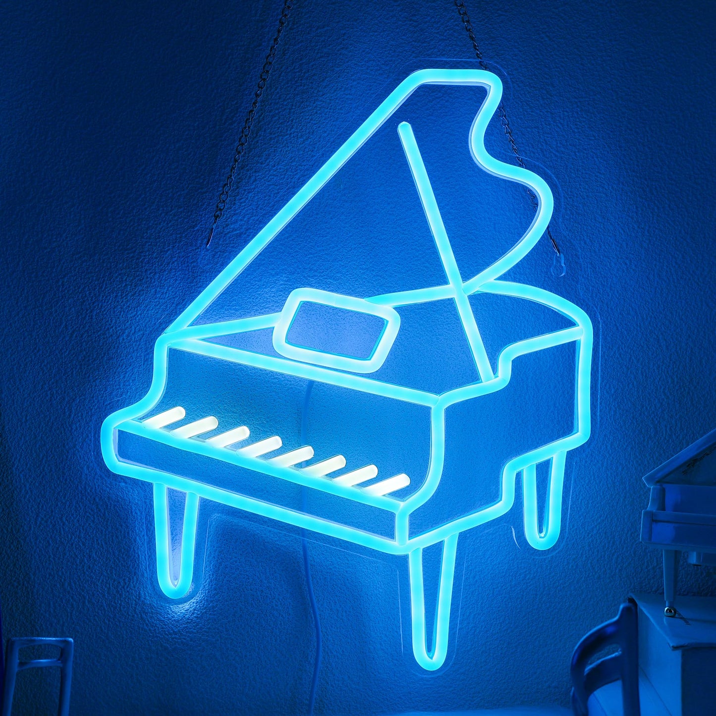CoolGift Mart Piano Neon Sign, Dimmable LED Piano Room Decor Light with USB Powered, Decorations for Bedroom Living Room Club Mu