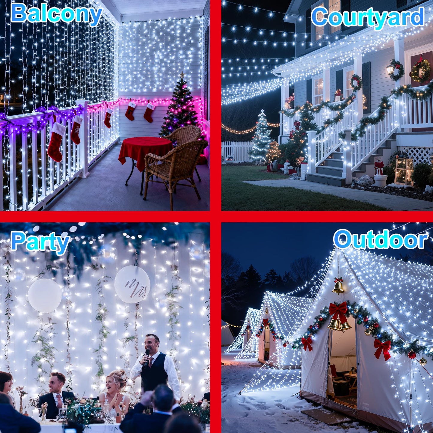 1500Led Christmas Lights Outdoor Use  470Ft 12 Modes Cool White Led String Lights With Timer Dimmable  Waterproof Christmas Lights For Tree Wedding Xmas Patio Fence Balcony Garden Decor Cool White