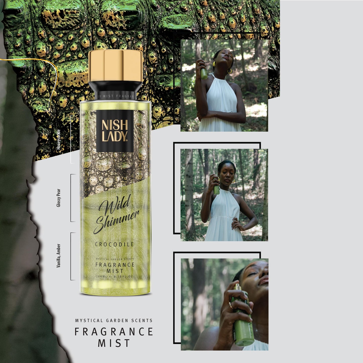 Nishlady Fragrance Mist Wild Shimmer CROCODILE 260ml / 8.79fl.oz