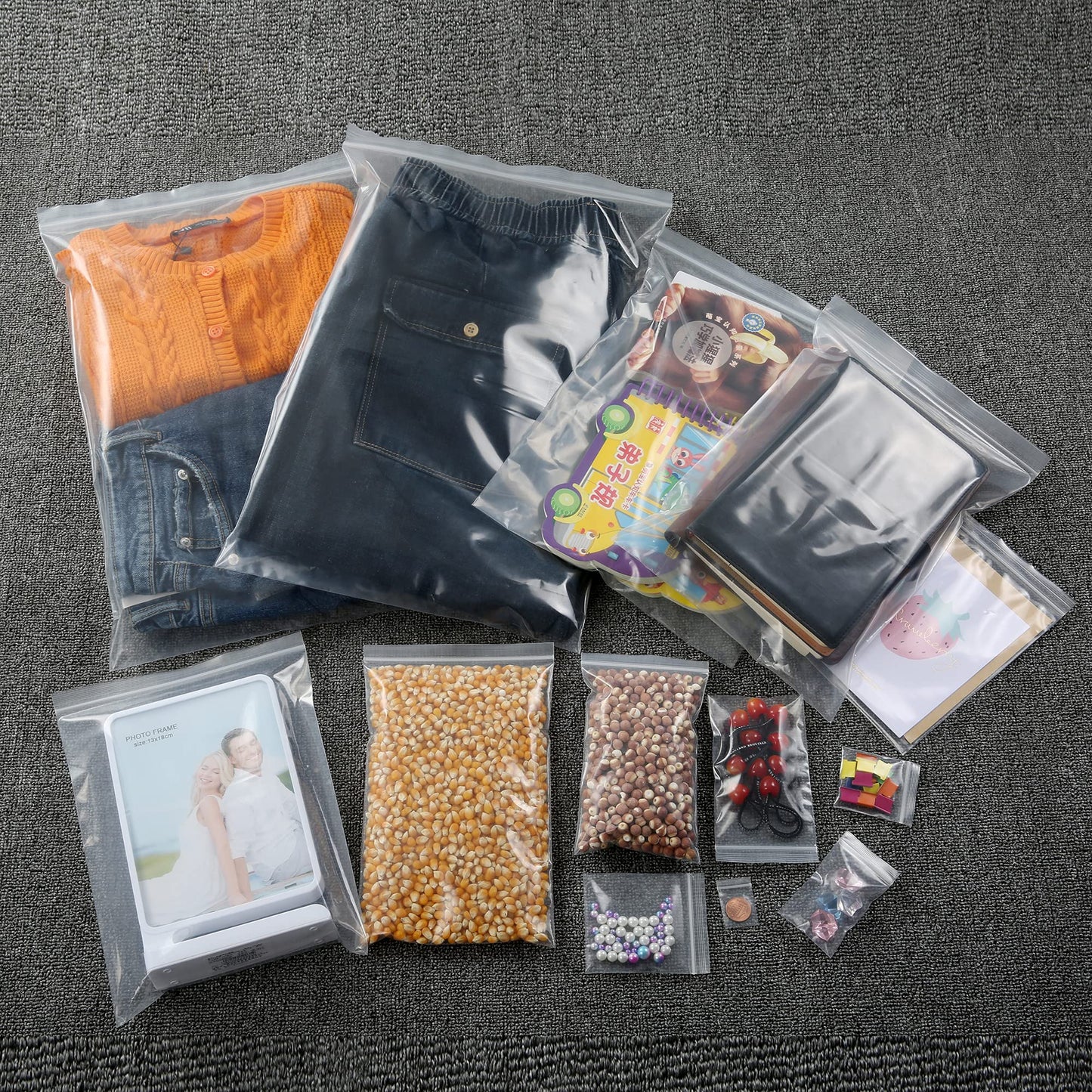 Macoota 2" x 2" Small Thick 4 Mil Plastic Bags 100 PCS Clear Resealable Zip Seal Lock Poly Bags Reclosable Heavy Duty Zipper Baggies Jewelry Earrings Coin Pills Packing